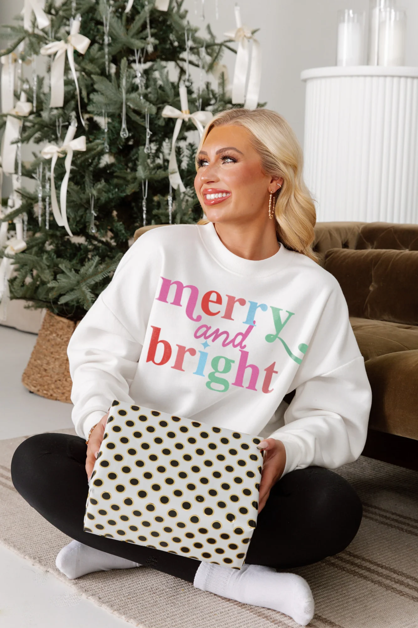 ALWAYS MERRY PREMIUM FLEECE DROP SHOULDER CREWNECK PULLOVER