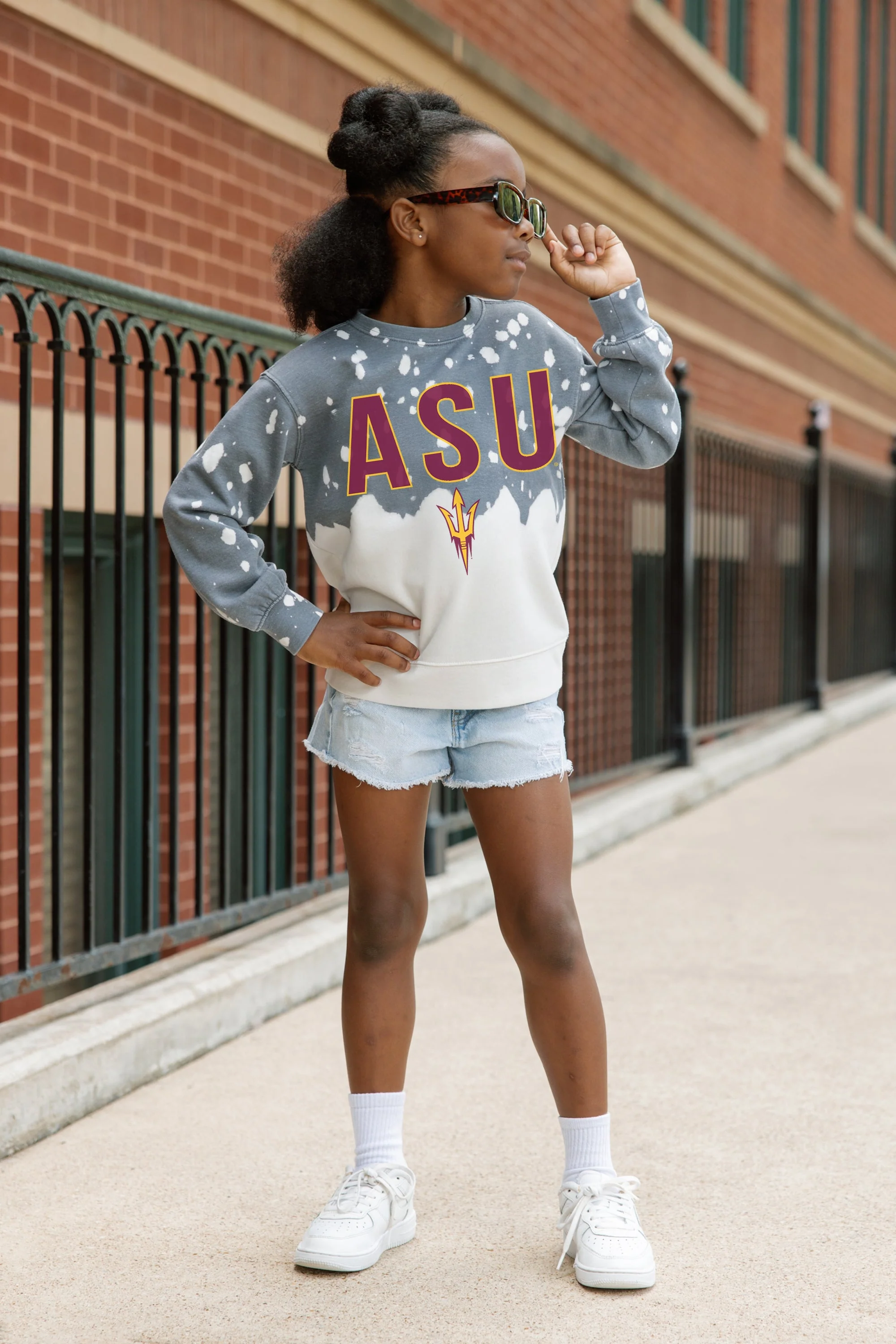 ARIZONA STATE SUN DEVILS CASUAL FAN KIDS FADED WASH CREWNECK PULLOVER - Image 2