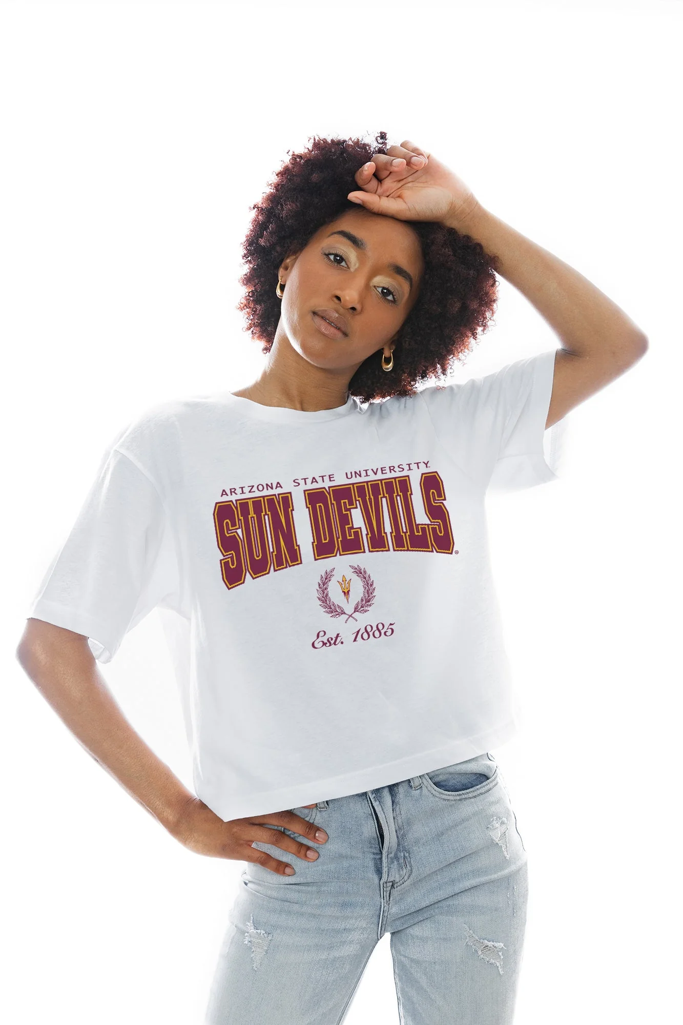 ARIZONA STATE SUN DEVILS EASY WIN BOXY FIT CROP TEE - Image 3