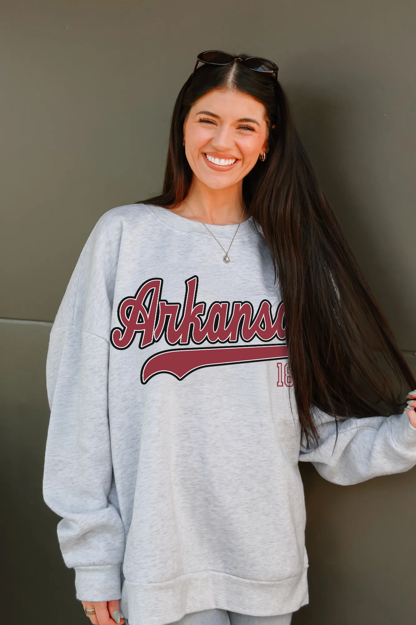 ARKANSAS RAZORBACKS CLASSIC WIN PREMIUM FLEECE CREWNECK PULLOVER - Image 3