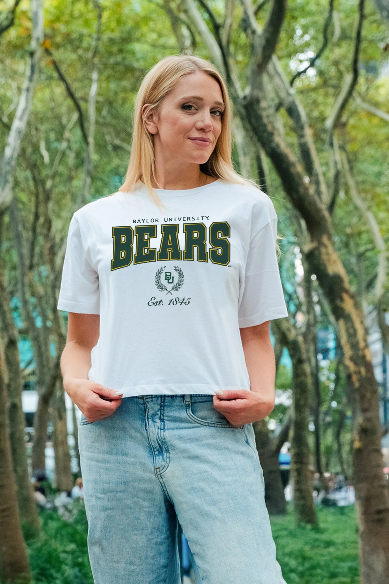 BAYLOR BEARS EASY WIN BOXY FIT CROP TEE