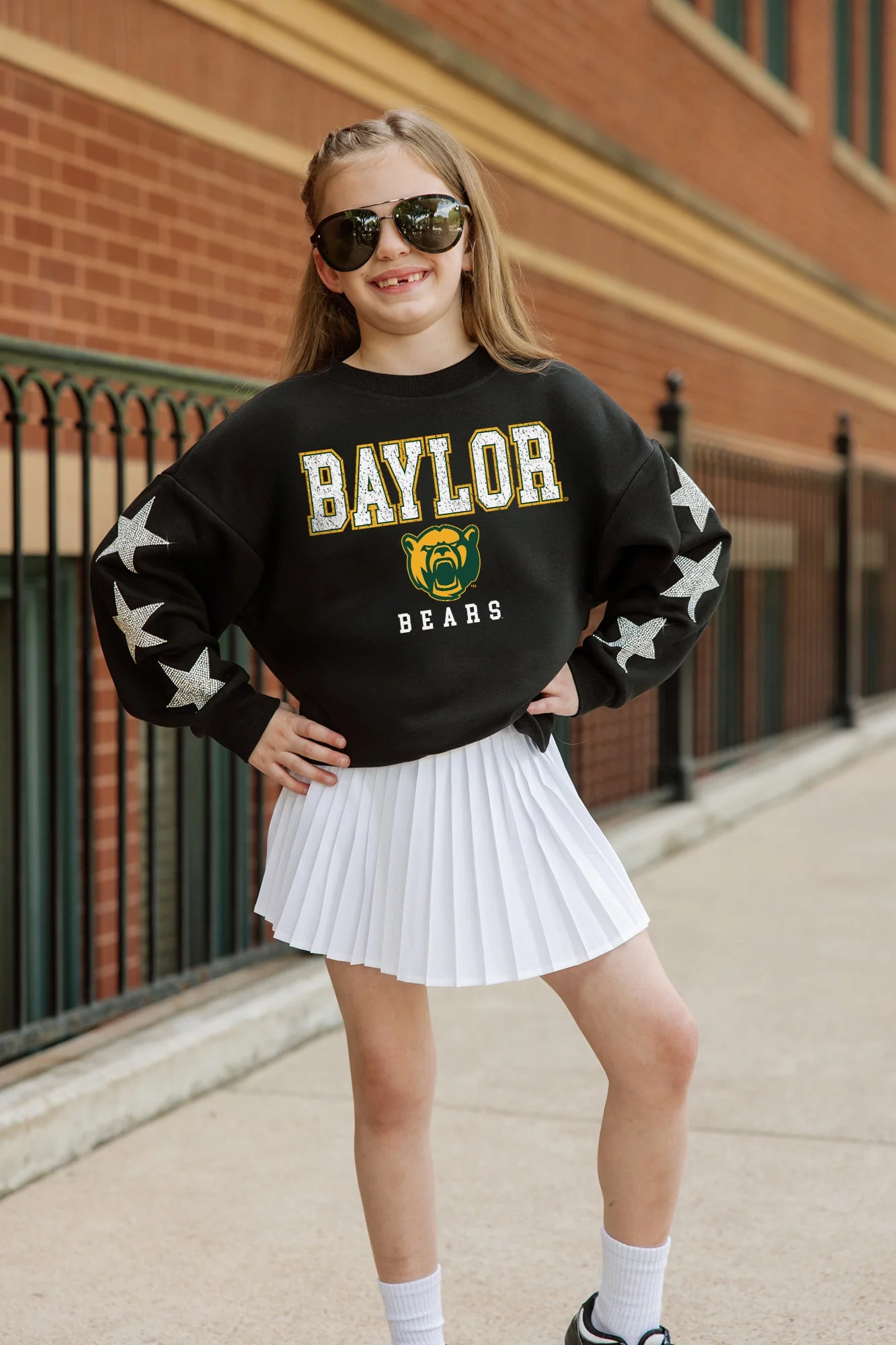 BAYLOR BEARS VELOCITY KIDS STAR SLEEVE CREWNECK PULLOVER - Image 2