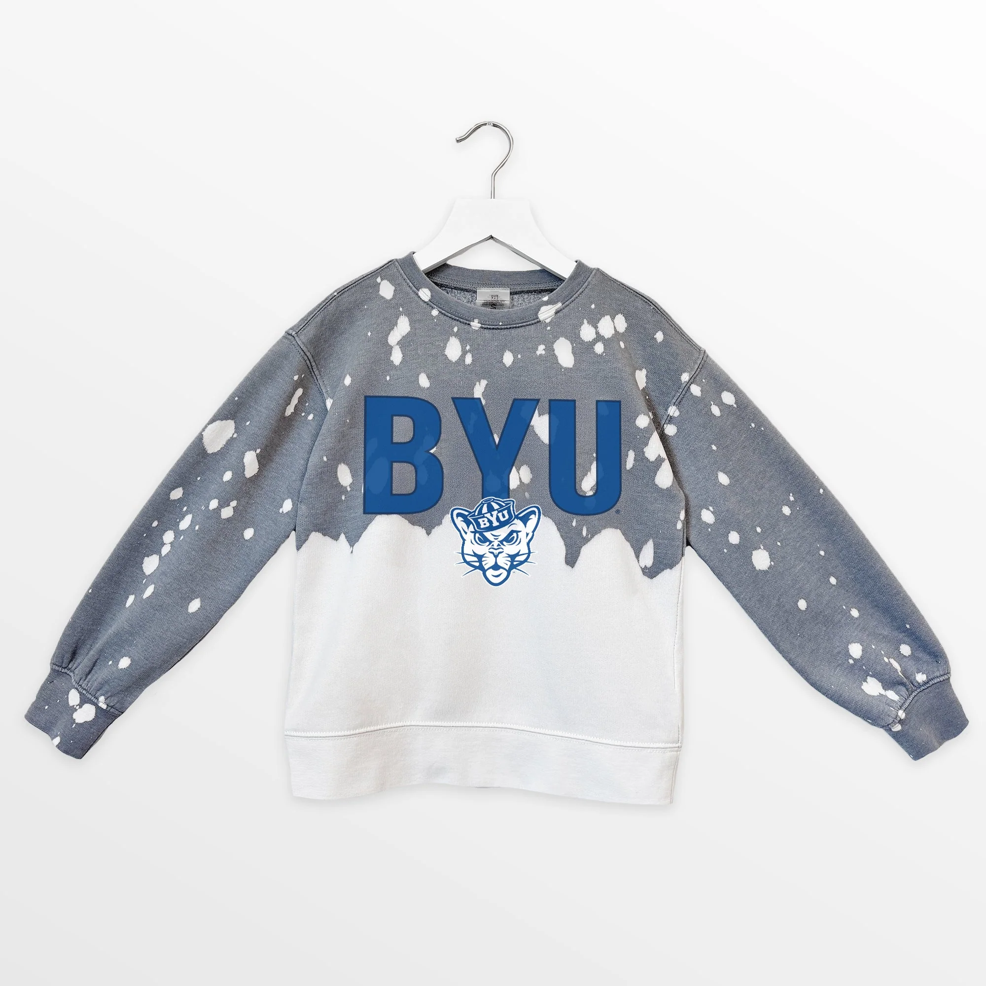 BYU COUGARS CASUAL FAN KIDS FADED WASH CREWNECK PULLOVER - Image 7