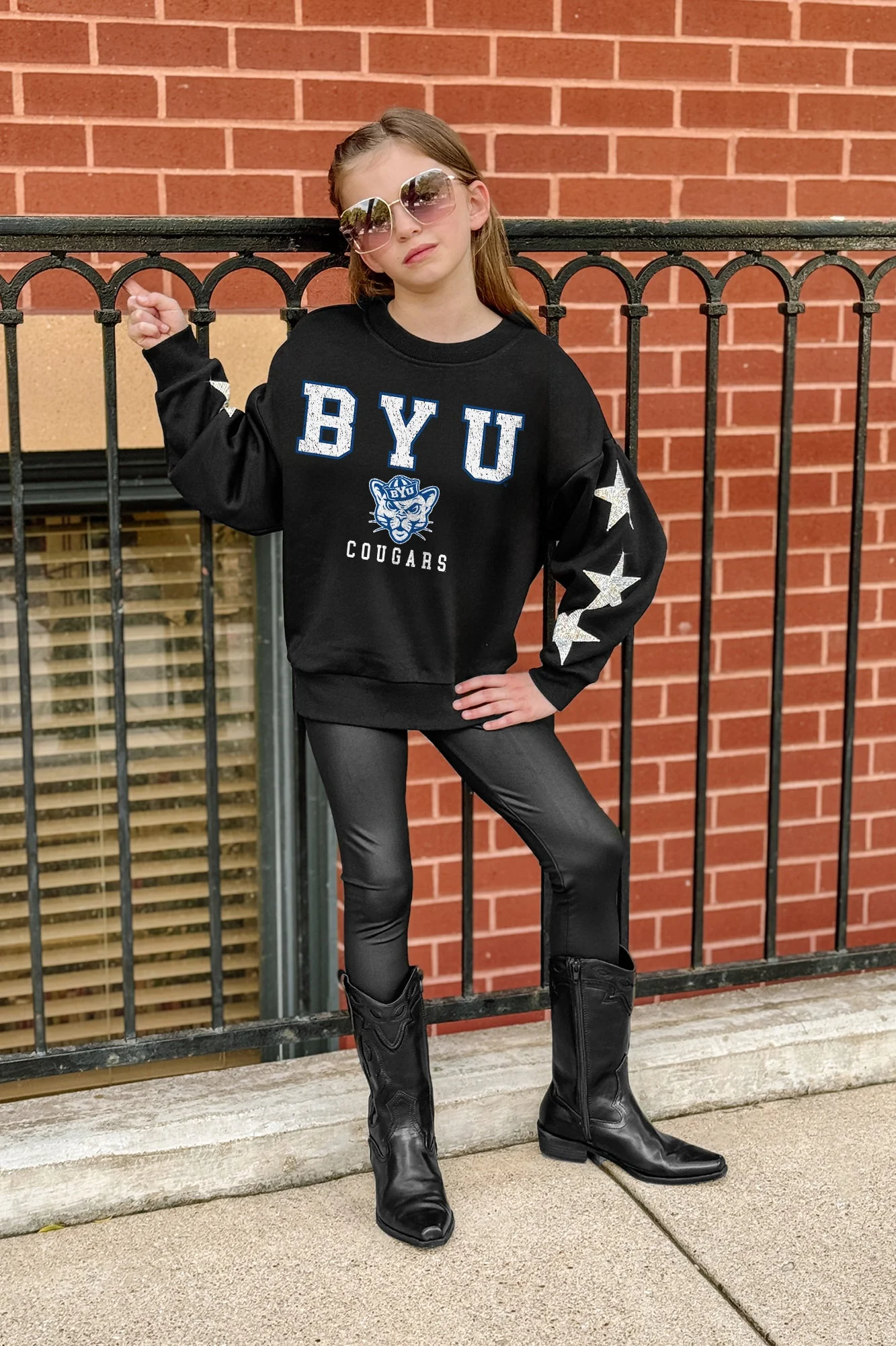 BYU COUGARS VELOCITY KIDS STAR SLEEVE CREWNECK PULLOVER - Image 3