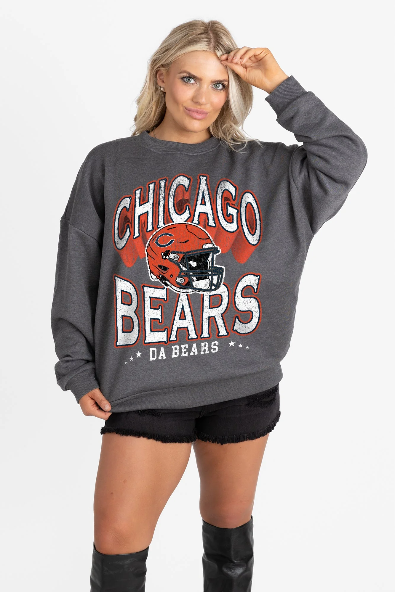 CHICAGO BEARS STAY COOL PREMIUM FLEECE CREWNECK PULLOVER BY RANDI MAHOMES - Image 3