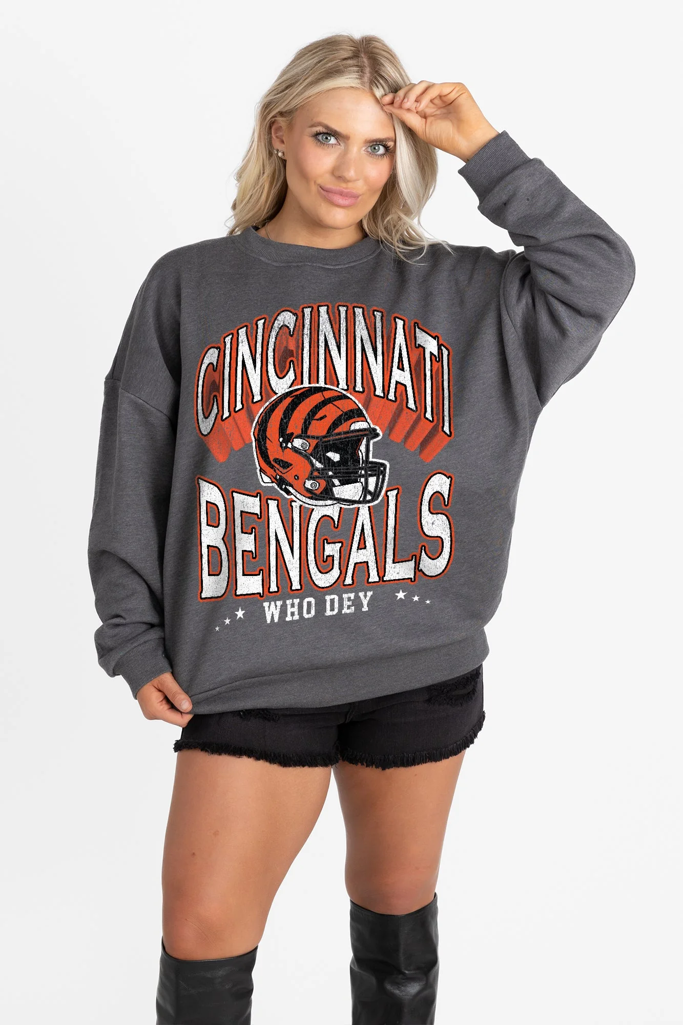 CINCINNATI BENGALS STAY COOL PREMIUM FLEECE CREWNECK PULLOVER BY RANDI MAHOMES - Image 3