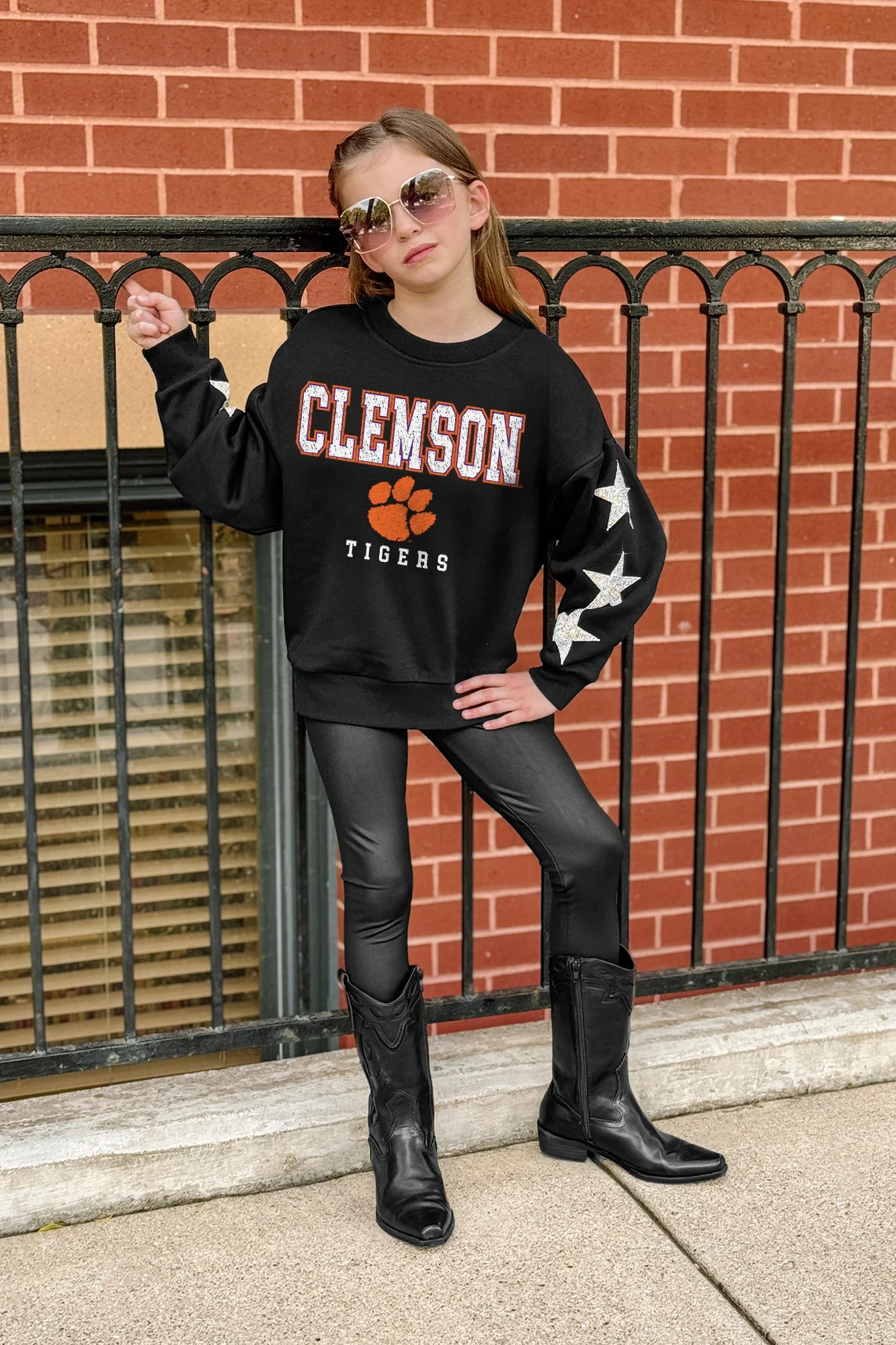 CLEMSON TIGERS VELOCITY KIDS STAR SLEEVE CREWNECK PULLOVER - Image 3