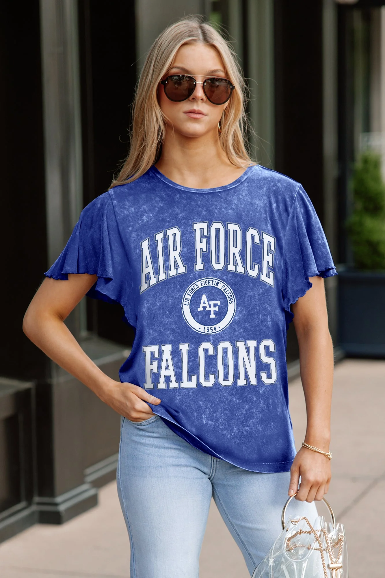 AIR FORCE FALCONS VICTORY MODE FLUTTER SLEEVE TEE IN ROYAL - Image 2