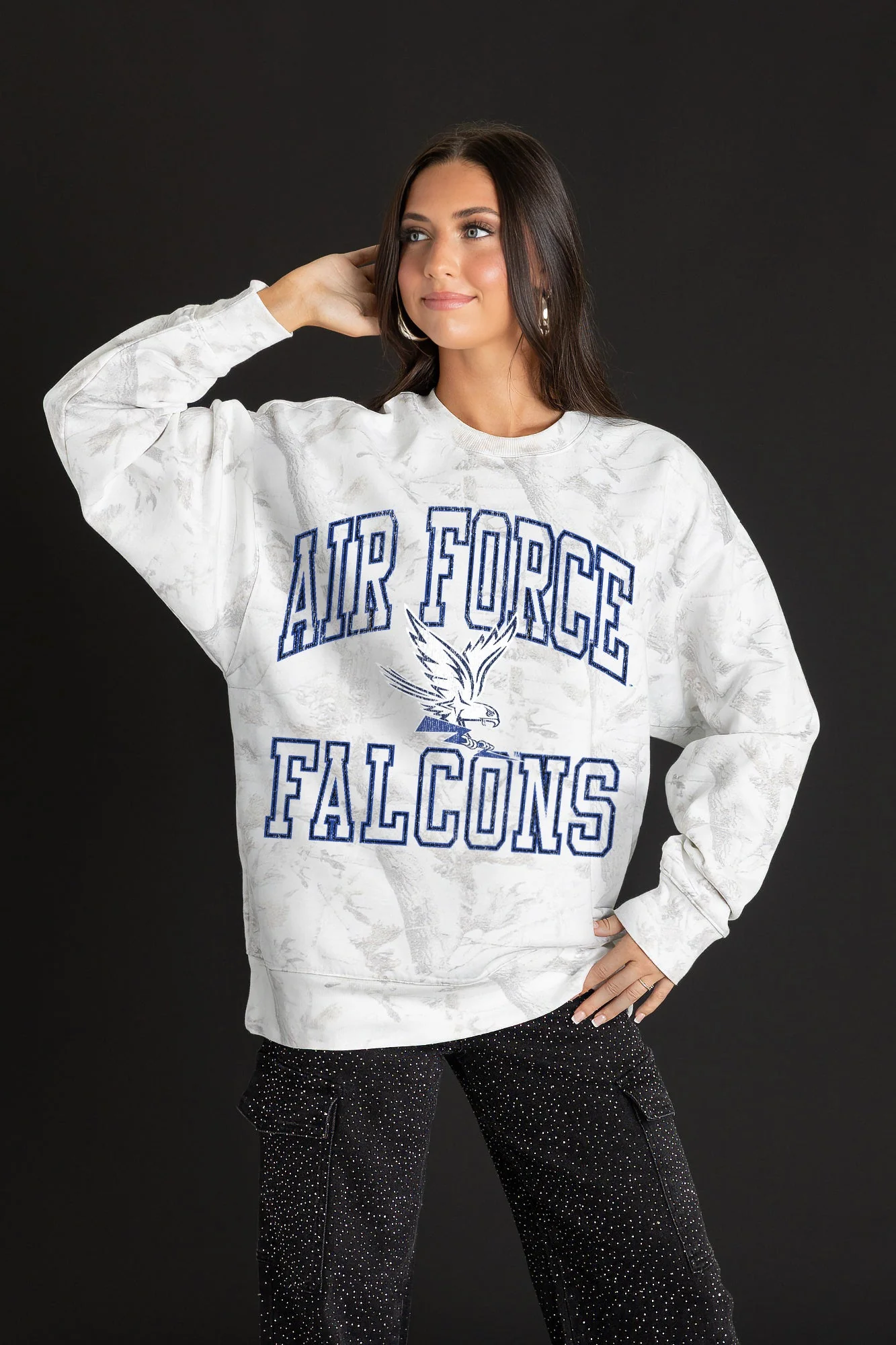 AIR FORCE FALCONS WHITEOUT PREMIUM DROP SHOULDER CAMO PULLOVER