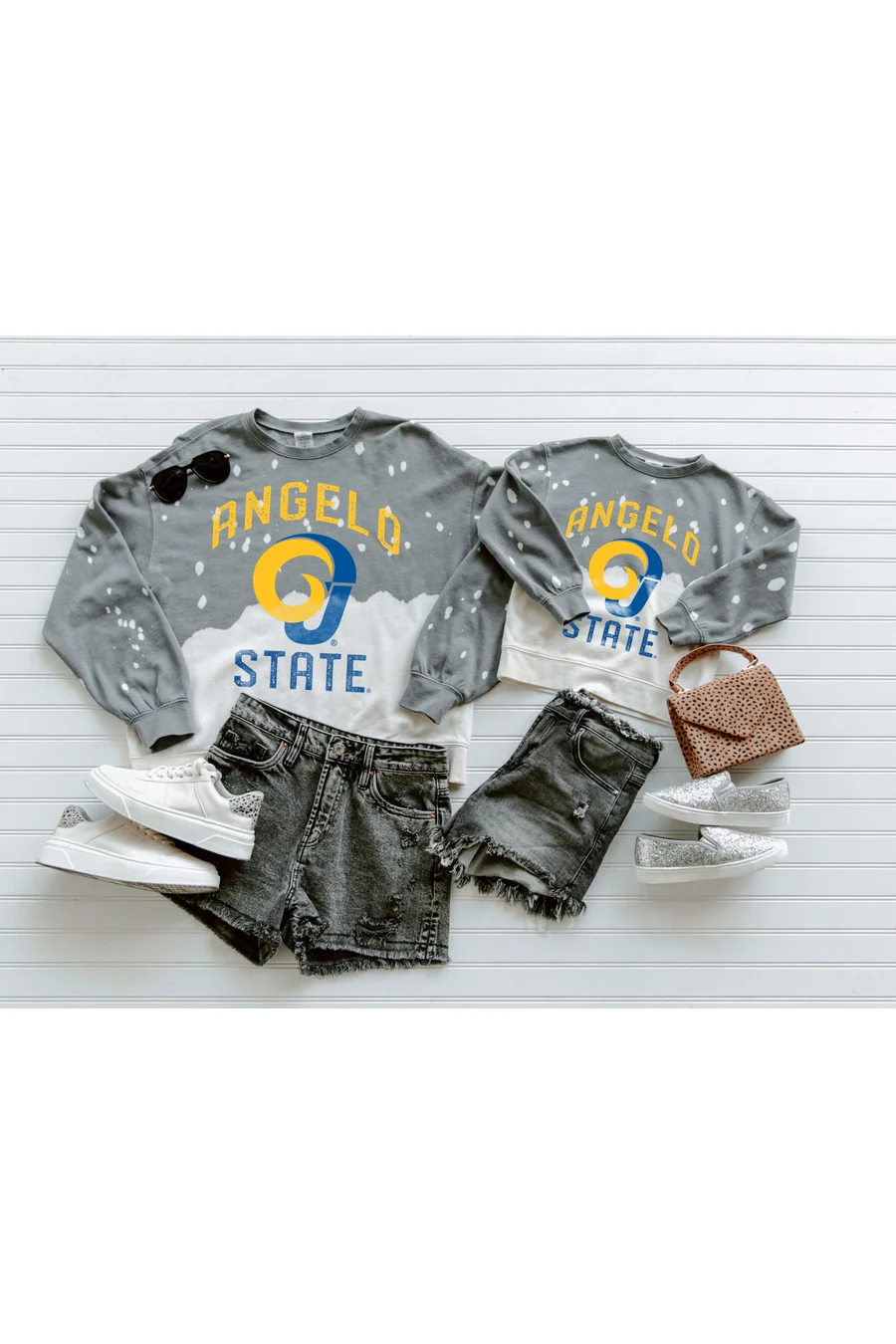ANGELO STATE RAMS UPCYCLE AND VINTAGE FADED WASH CREWNECK PULLOVER - Image 3