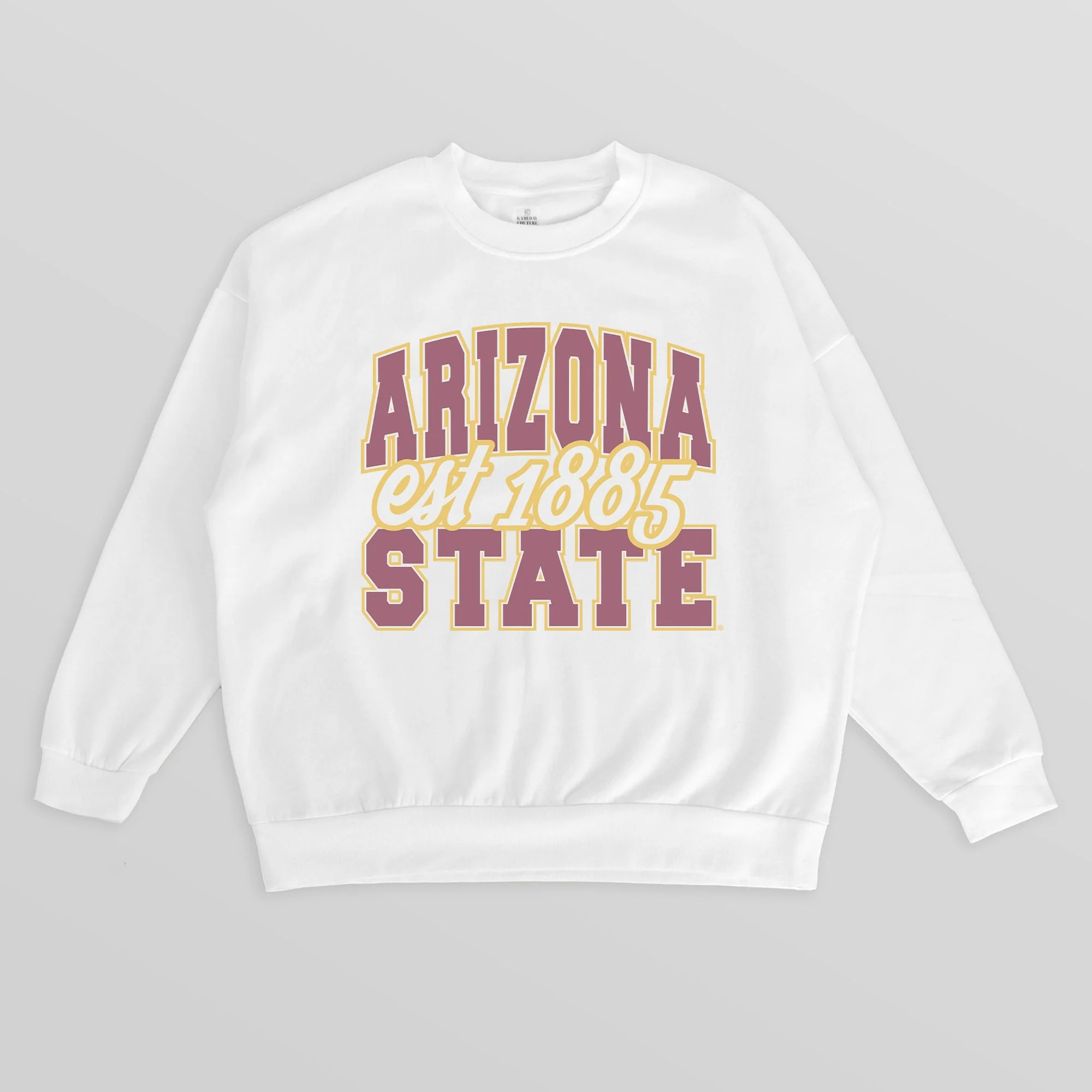 ARIZONA STATE SUN DEVILS FADED FORMATION PREMIUM FLEECE DROP SHOULDER CREWNECK PULLOVER