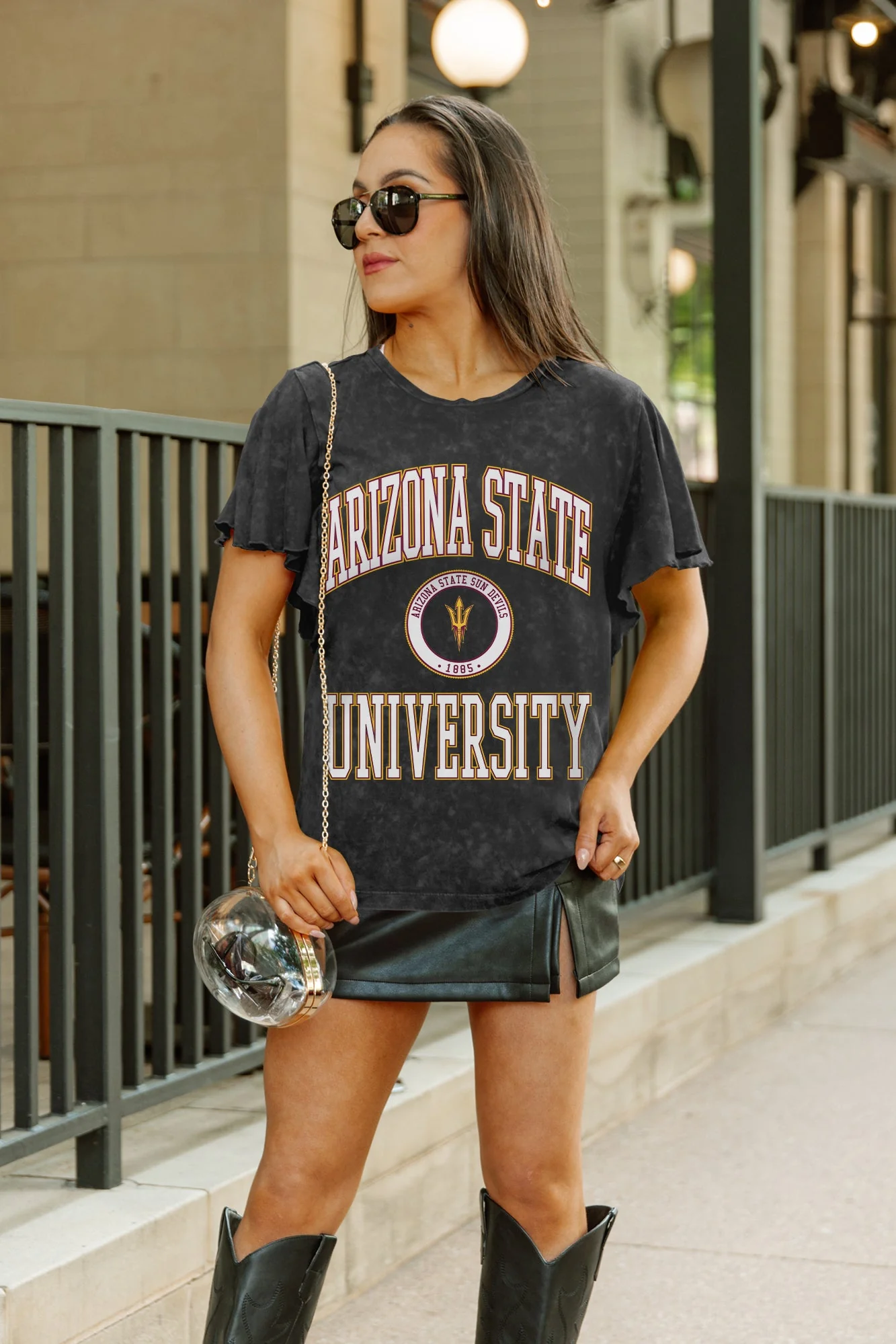 ARIZONA STATE SUN DEVILS VICTORY MODE FLUTTER SLEEVE TEE IN BLACK - Image 3