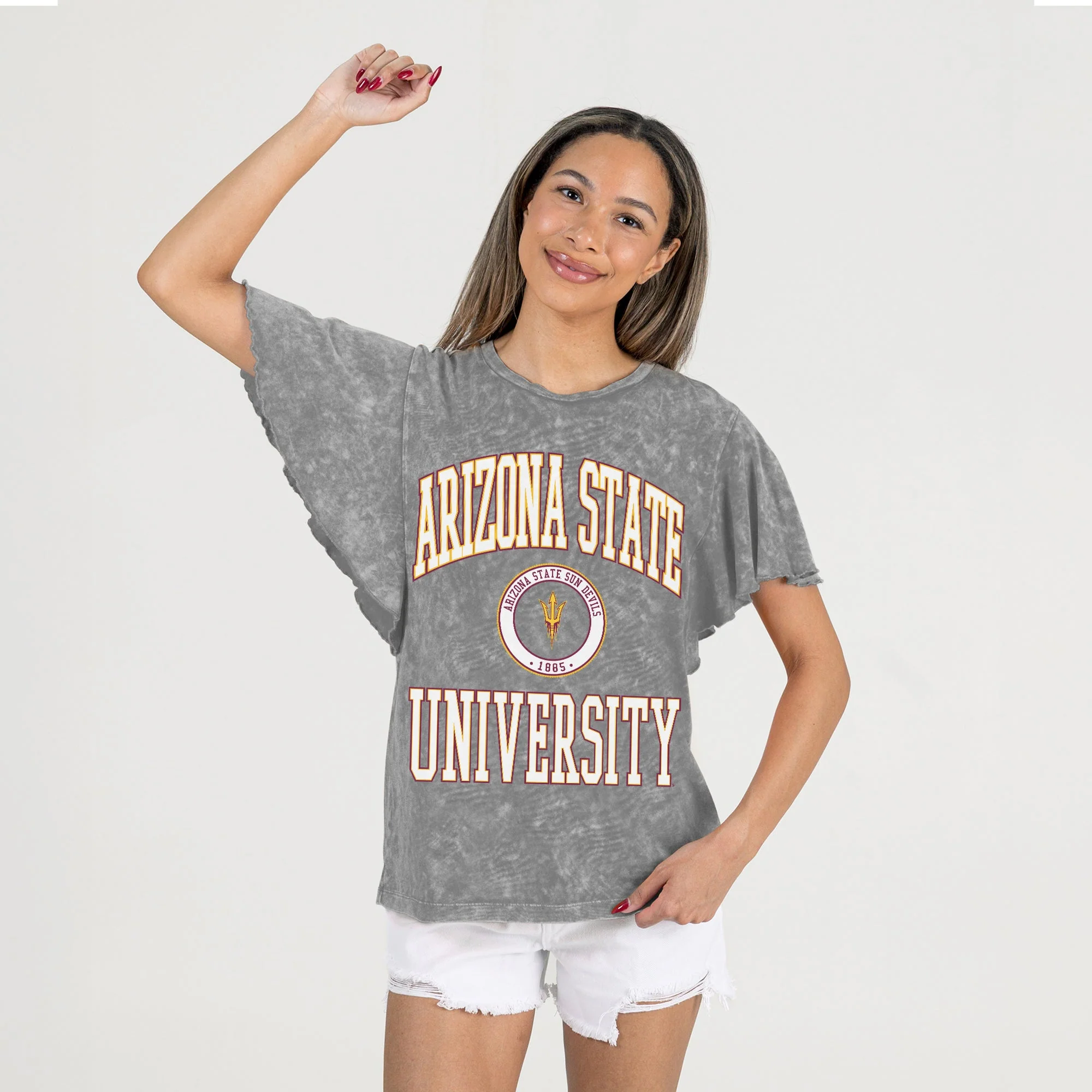 ARIZONA STATE SUN DEVILS VICTORY MODE FLUTTER SLEEVE TEE IN GREY - Image 4