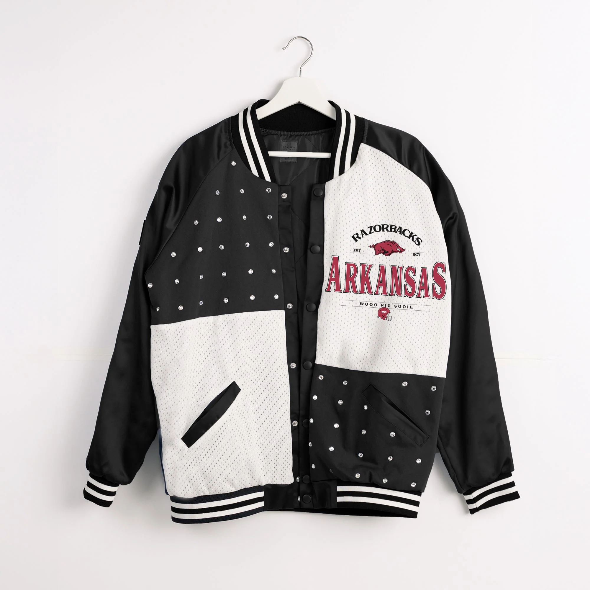 ARKANSAS RAZORBACKS INNER DRIVE THROWBACK VARSITY BOMBER JACKET - Image 8