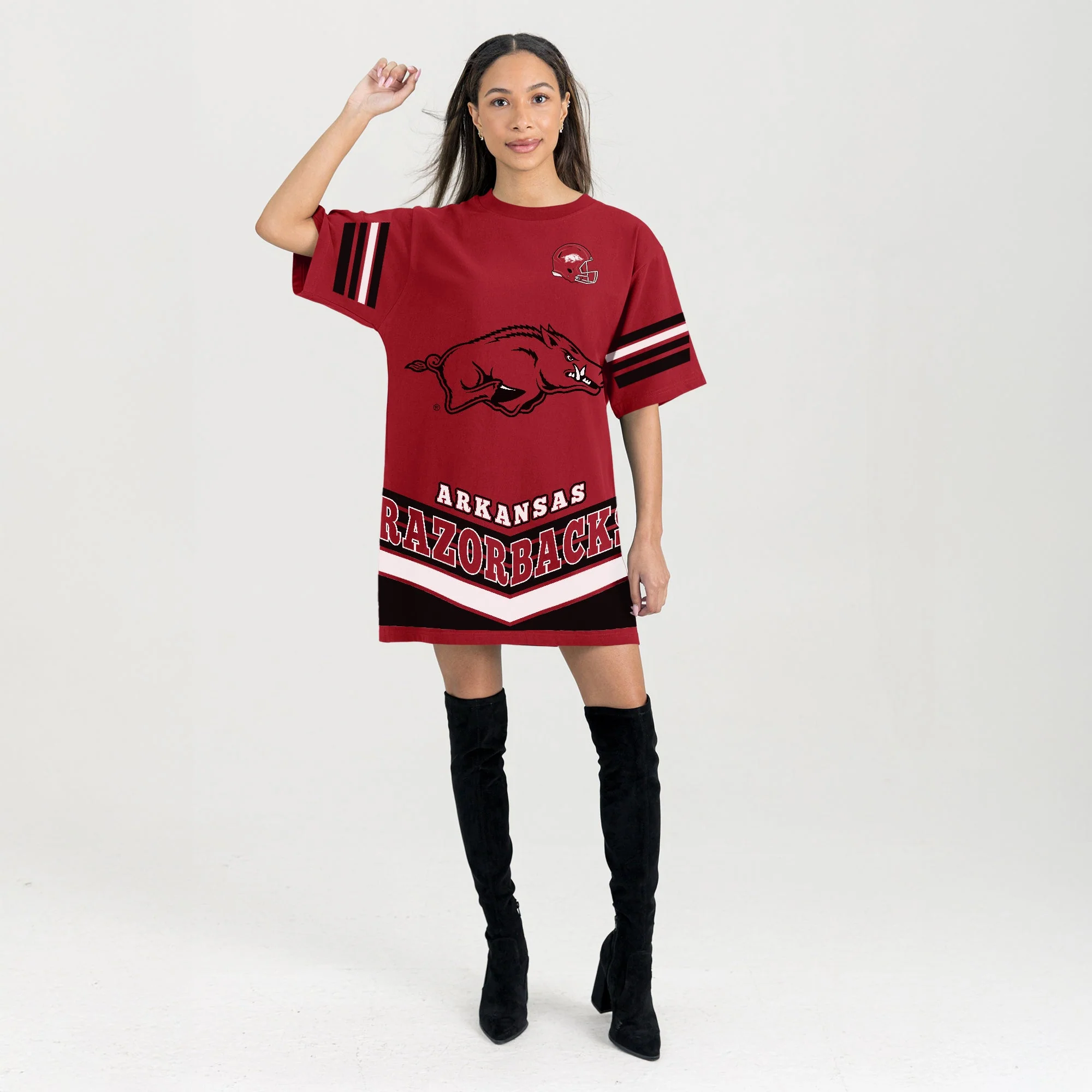 ARKANSAS RAZORBACKS PERFECT SCORE RETRO T-SHIRT DRESS - Image 6
