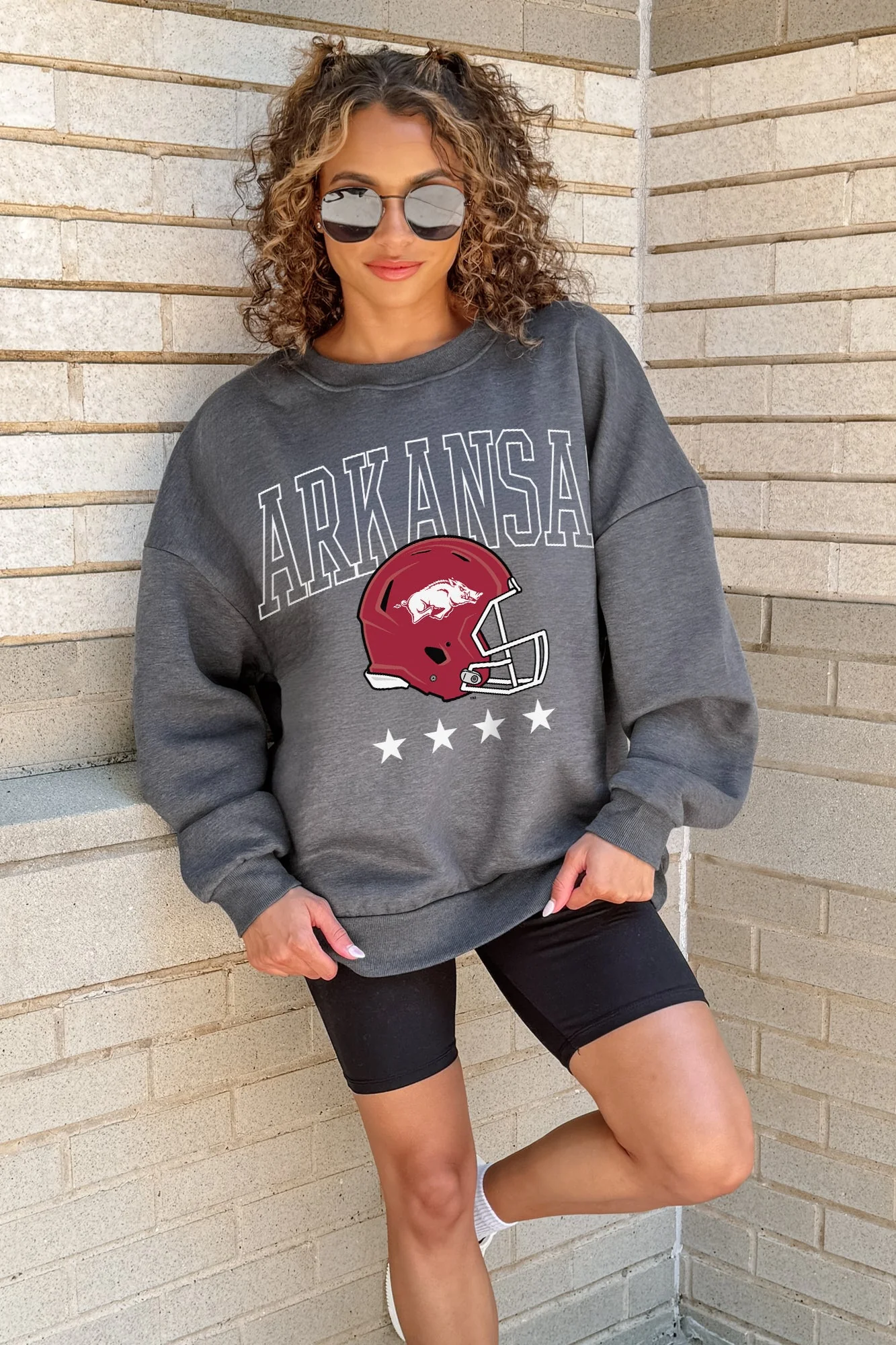 ARKANSAS RAZORBACKS RISING STAR PREMIUM FLEECE CREWNECK PULLOVER - Image 3