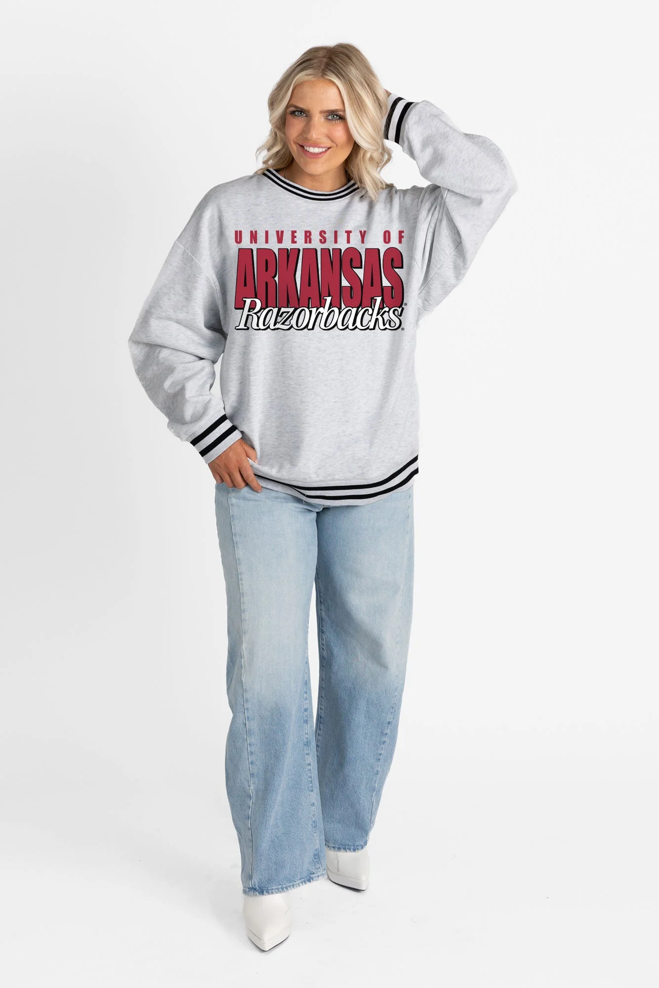 ARKANSAS RAZORBACKS SHOWDOWN CREW FLEECE RINGER SWEATSHIRT - Image 6