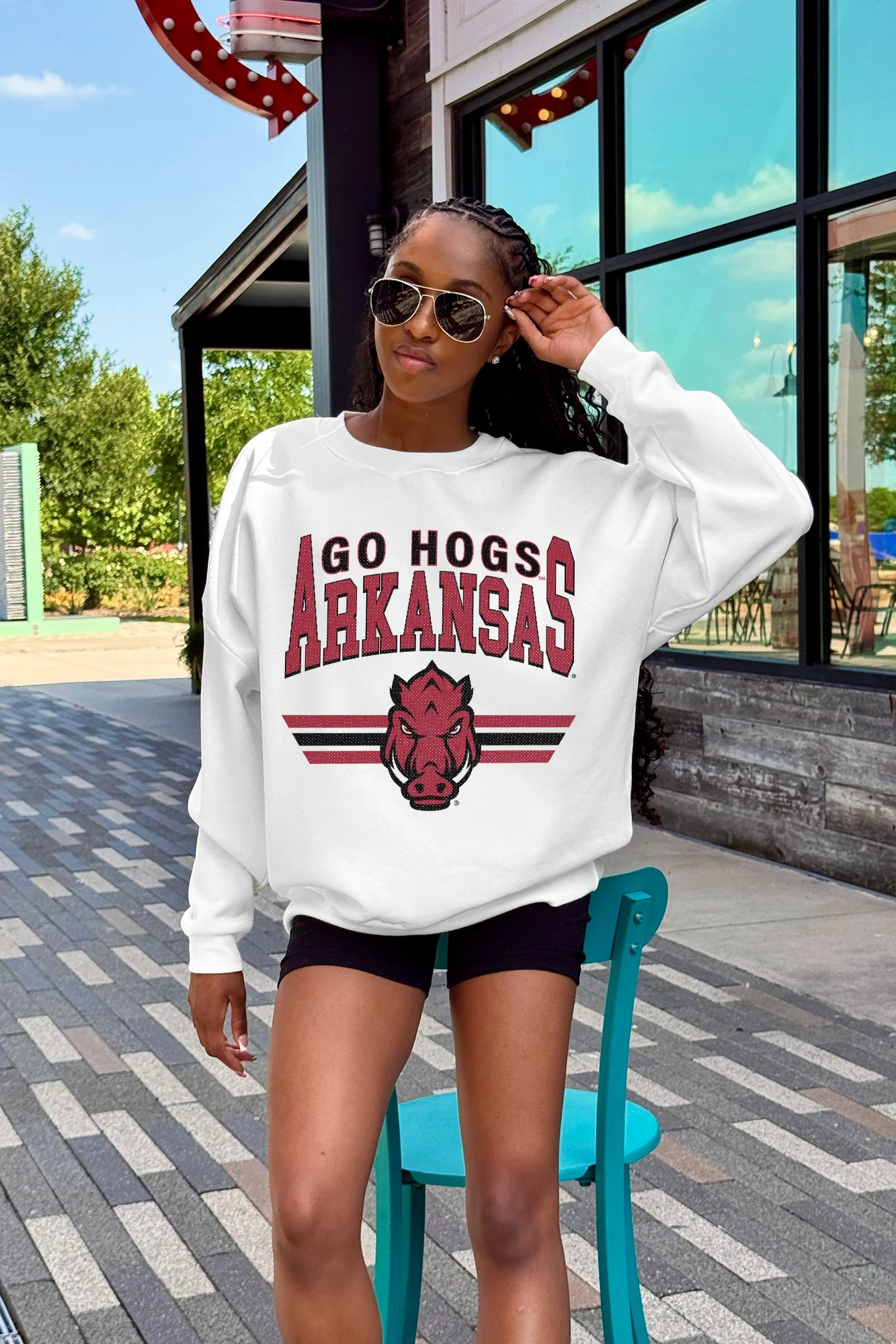 ARKANSAS RAZORBACKS SWIFT STRIKE PREMIUM FLEECE DROP SHOULDER CREWNECK PULLOVER - Image 2