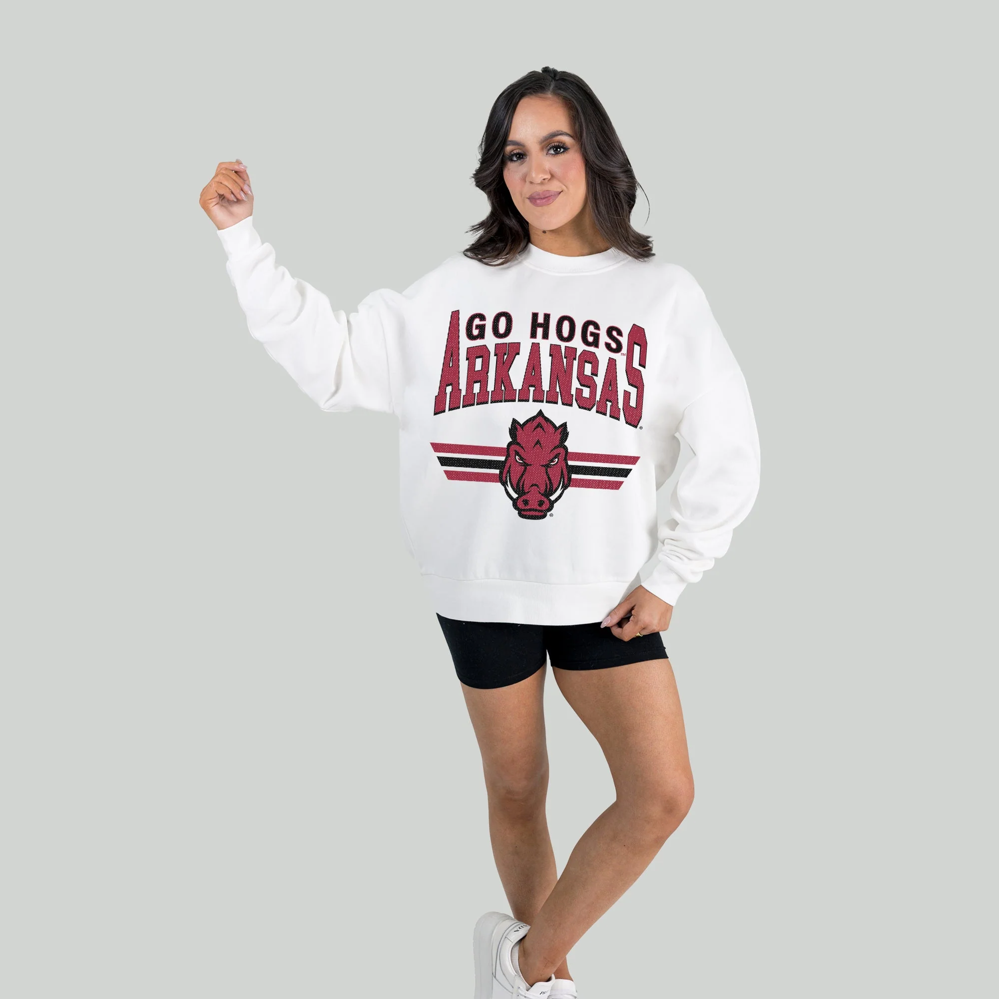 ARKANSAS RAZORBACKS SWIFT STRIKE PREMIUM FLEECE DROP SHOULDER CREWNECK PULLOVER - Image 4