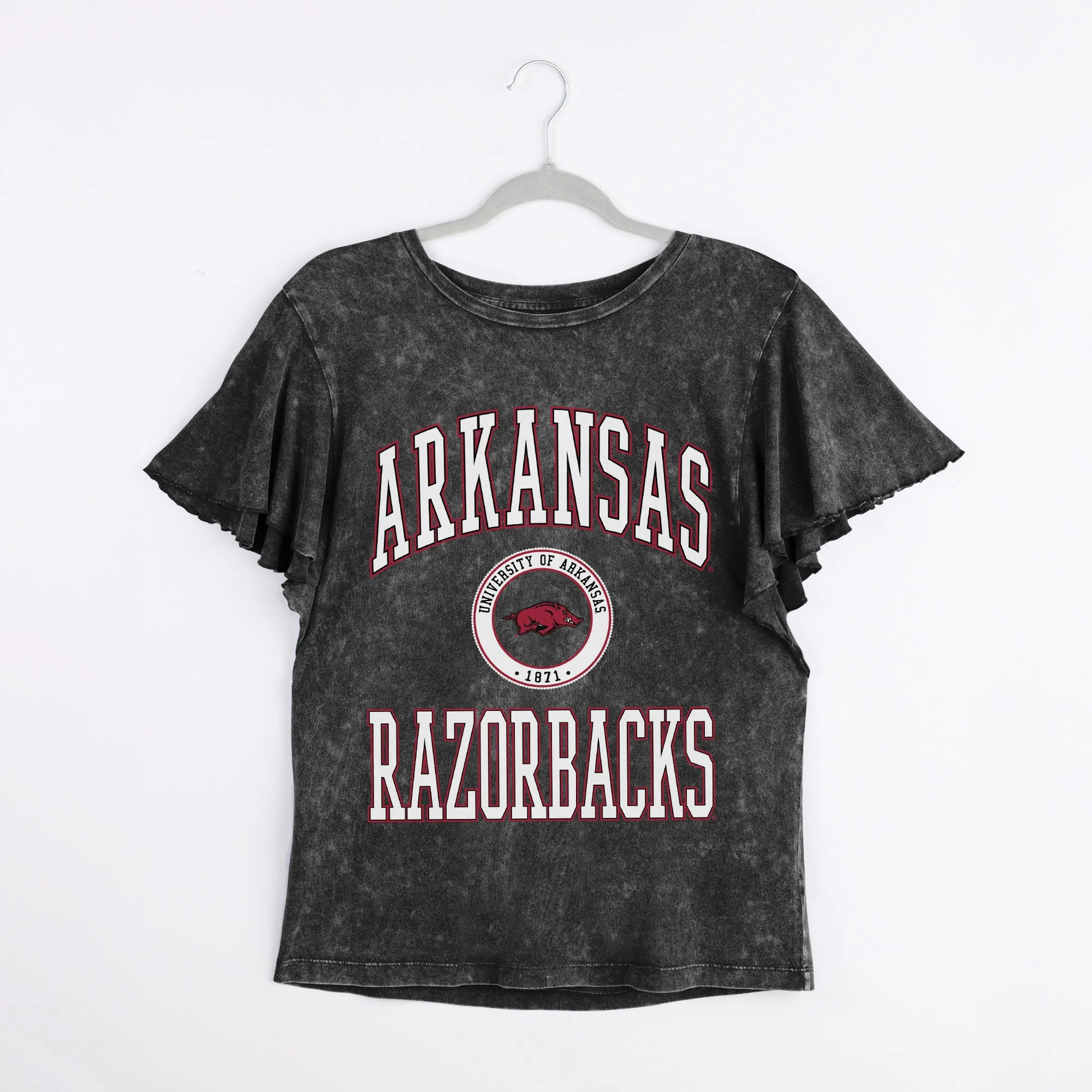 ARKANSAS RAZORBACKS VICTORY MODE FLUTTER SLEEVE TEE IN BLACK - Image 8
