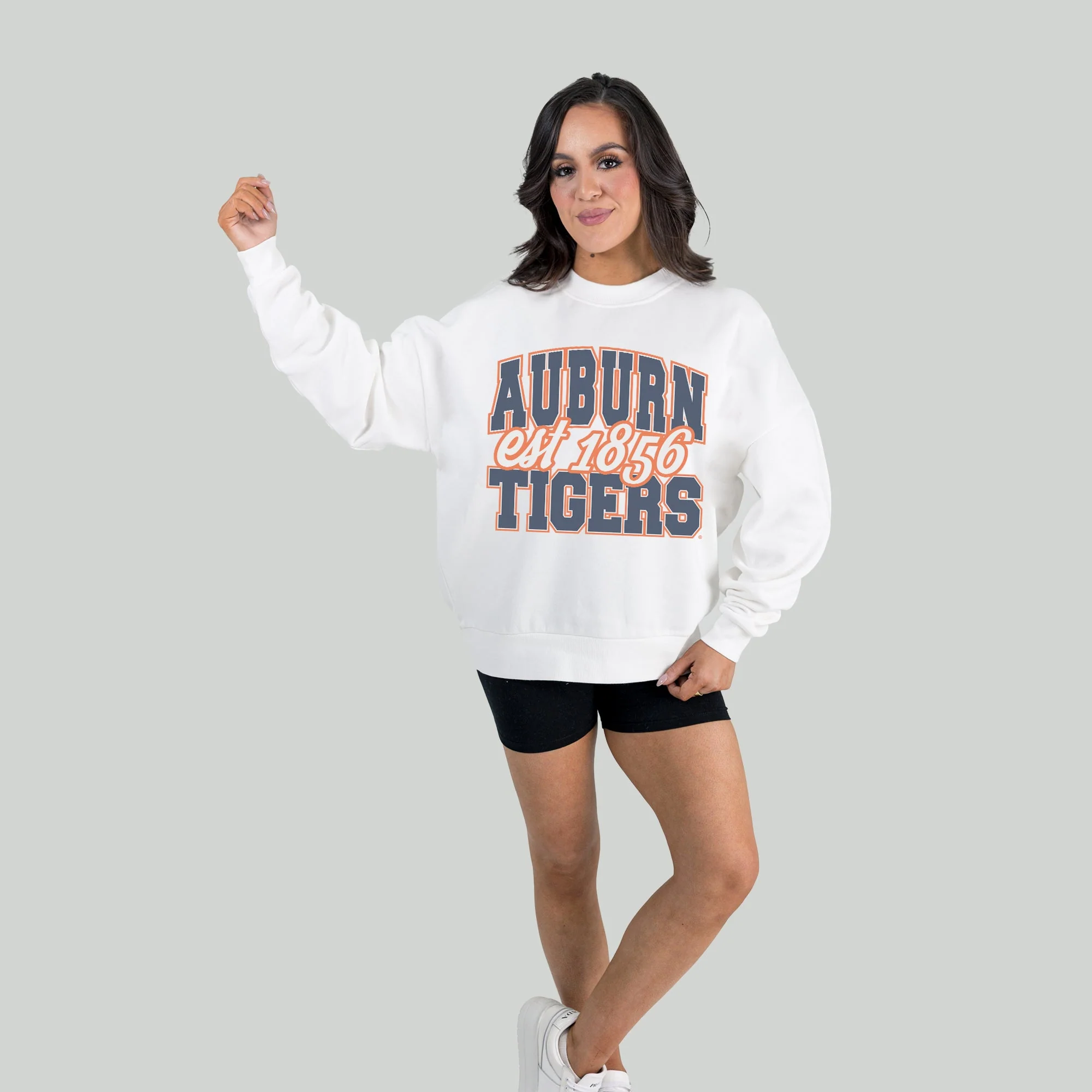 AUBURN TIGERS FADED FORMATION PREMIUM FLEECE DROP SHOULDER CREWNECK PULLOVER - Image 4