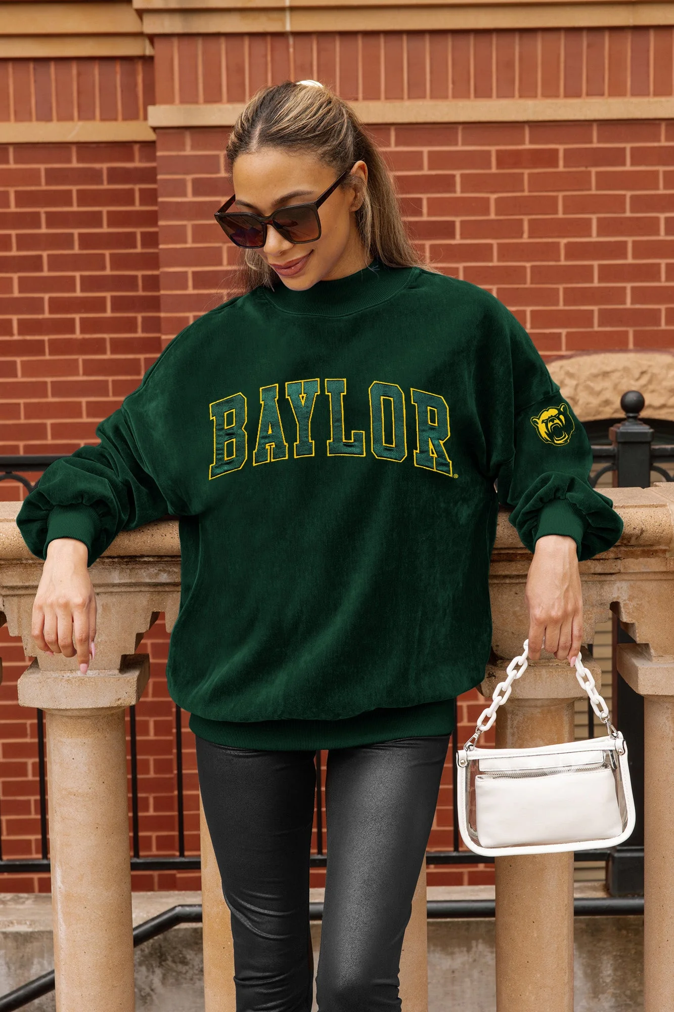 BAYLOR BEARS MAKE A MOVE MOCK NECK CHENILLE PULLOVER - Image 2
