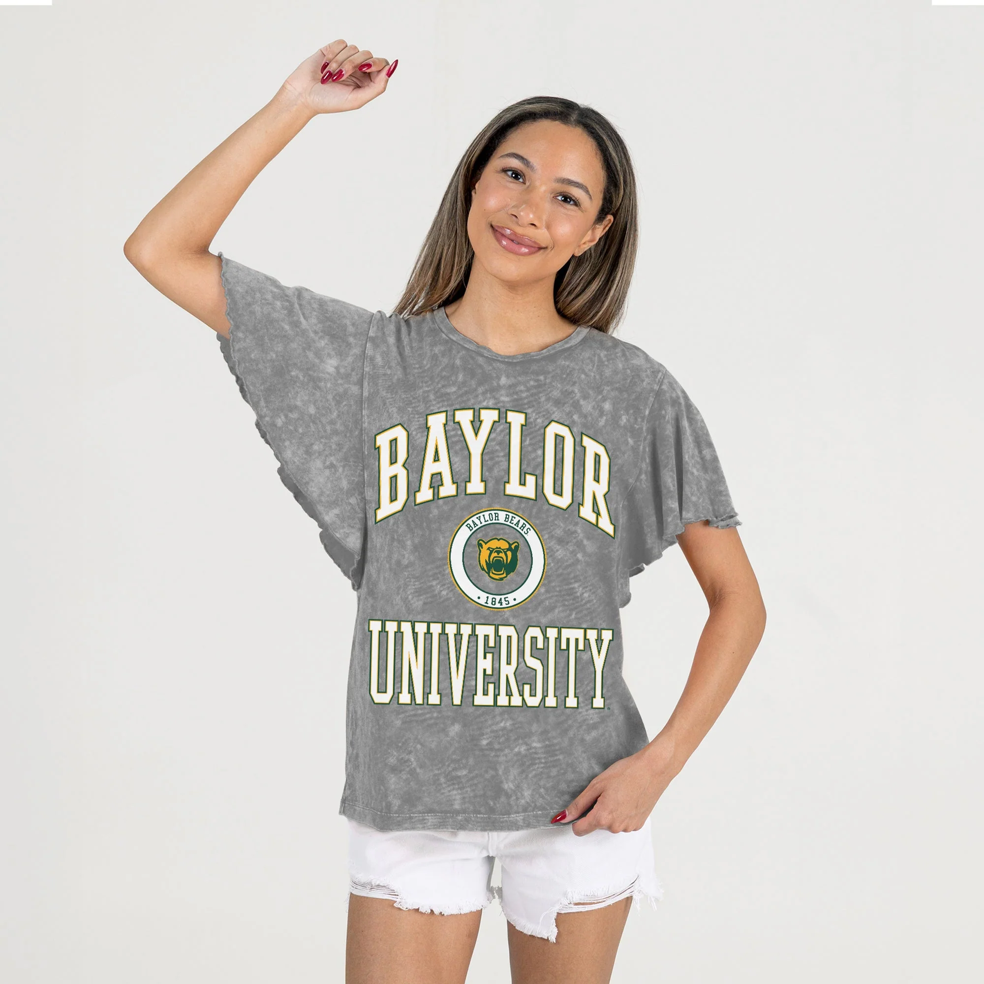BAYLOR BEARS VICTORY MODE FLUTTER SLEEVE TEE IN GREY - Image 4