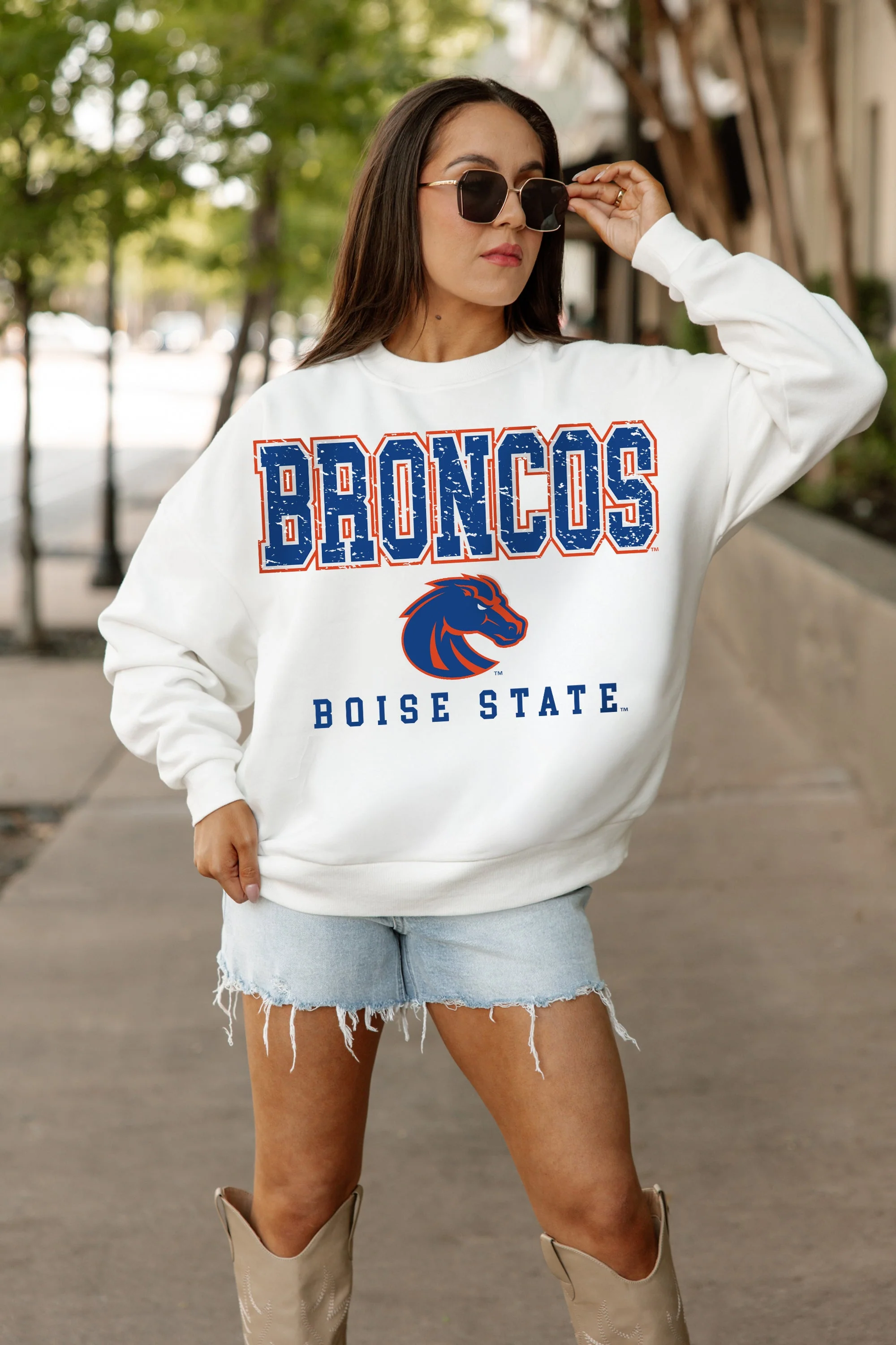 BOISE STATE BRONCOS FREESTYLE PREMIUM FLEECE CREWNECK PULLOVER - Image 2