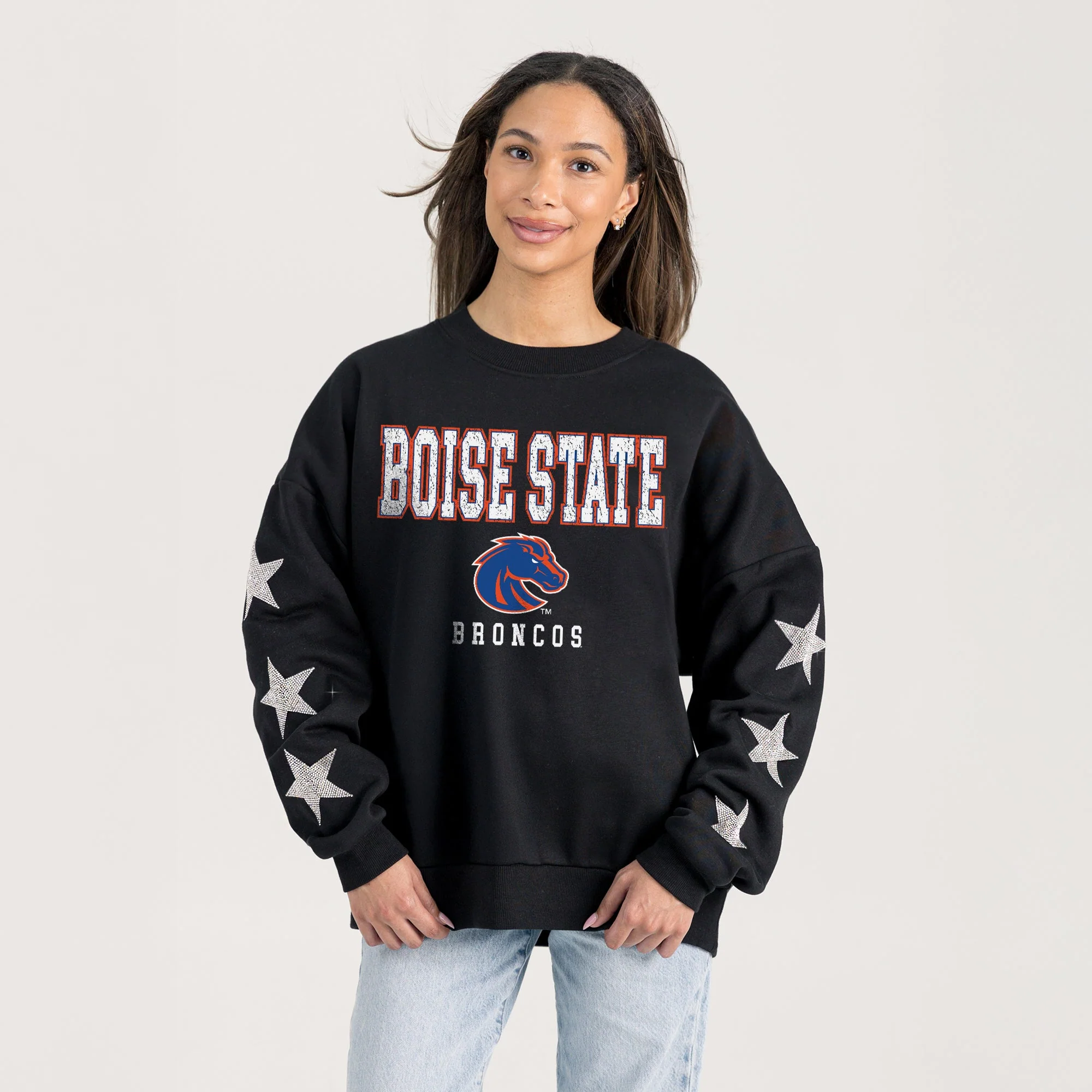BOISE STATE BRONCOS VELOCITY STAR EMBELLISHED CREW SWEATSHIRT - Image 5