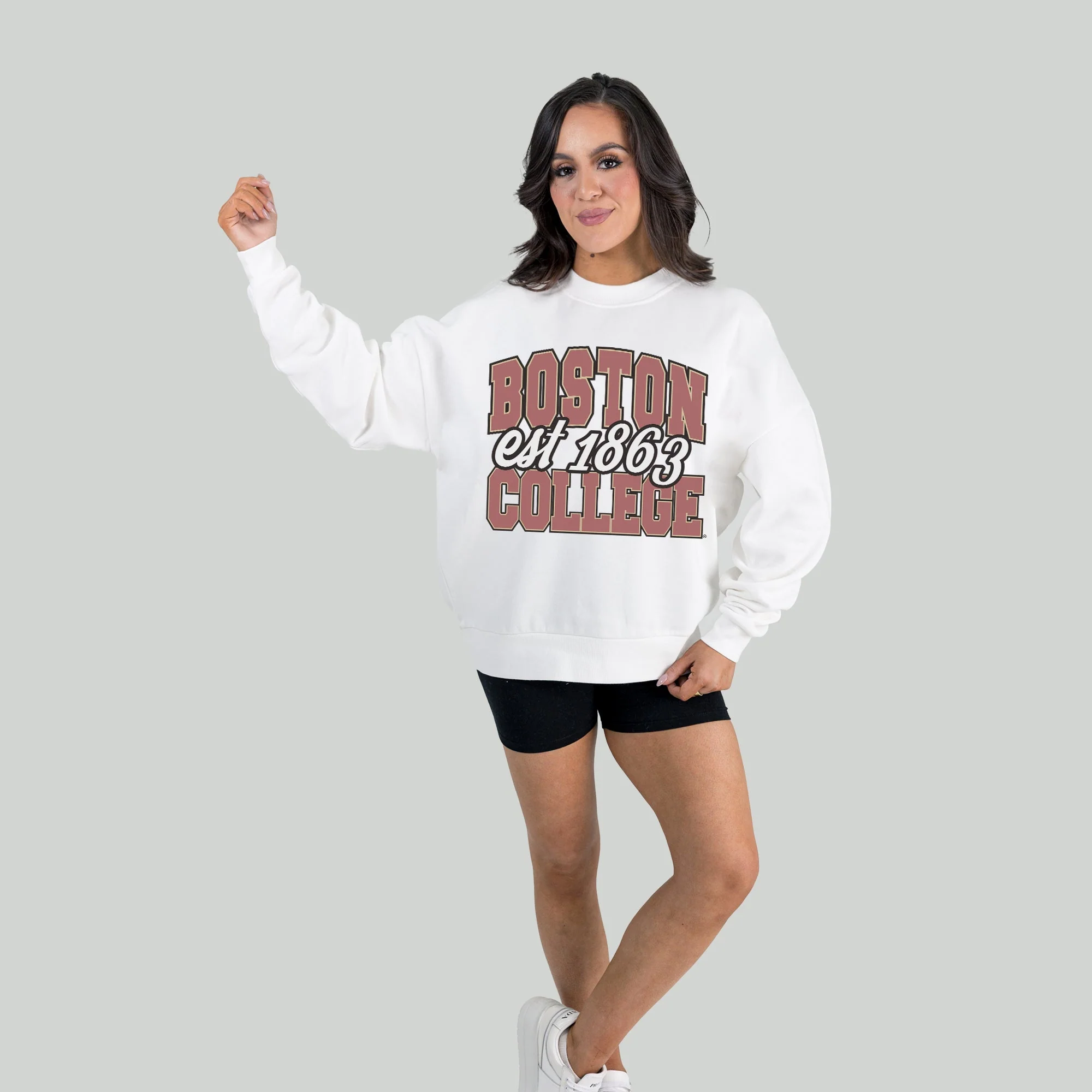 BOSTON COLLEGE EAGLES FADED FORMATION PREMIUM FLEECE DROP SHOULDER CREWNECK PULLOVER - Image 4