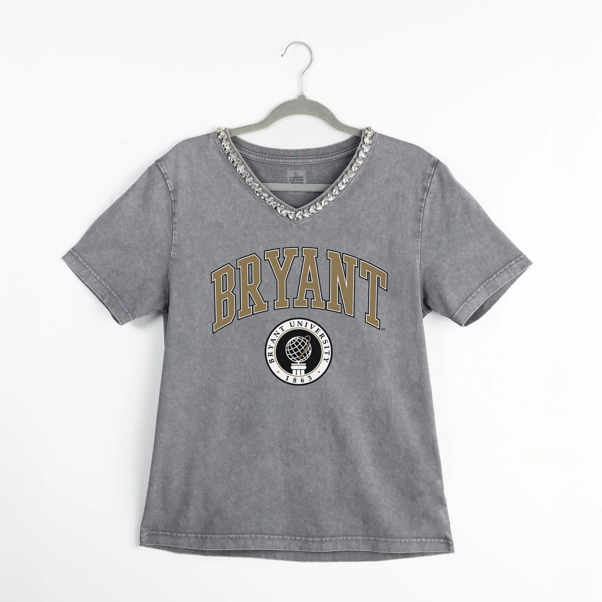BRYANT BULLDOGS ICONIC EDGE RHINESTONE TRIM V-NECK TEE - Image 8