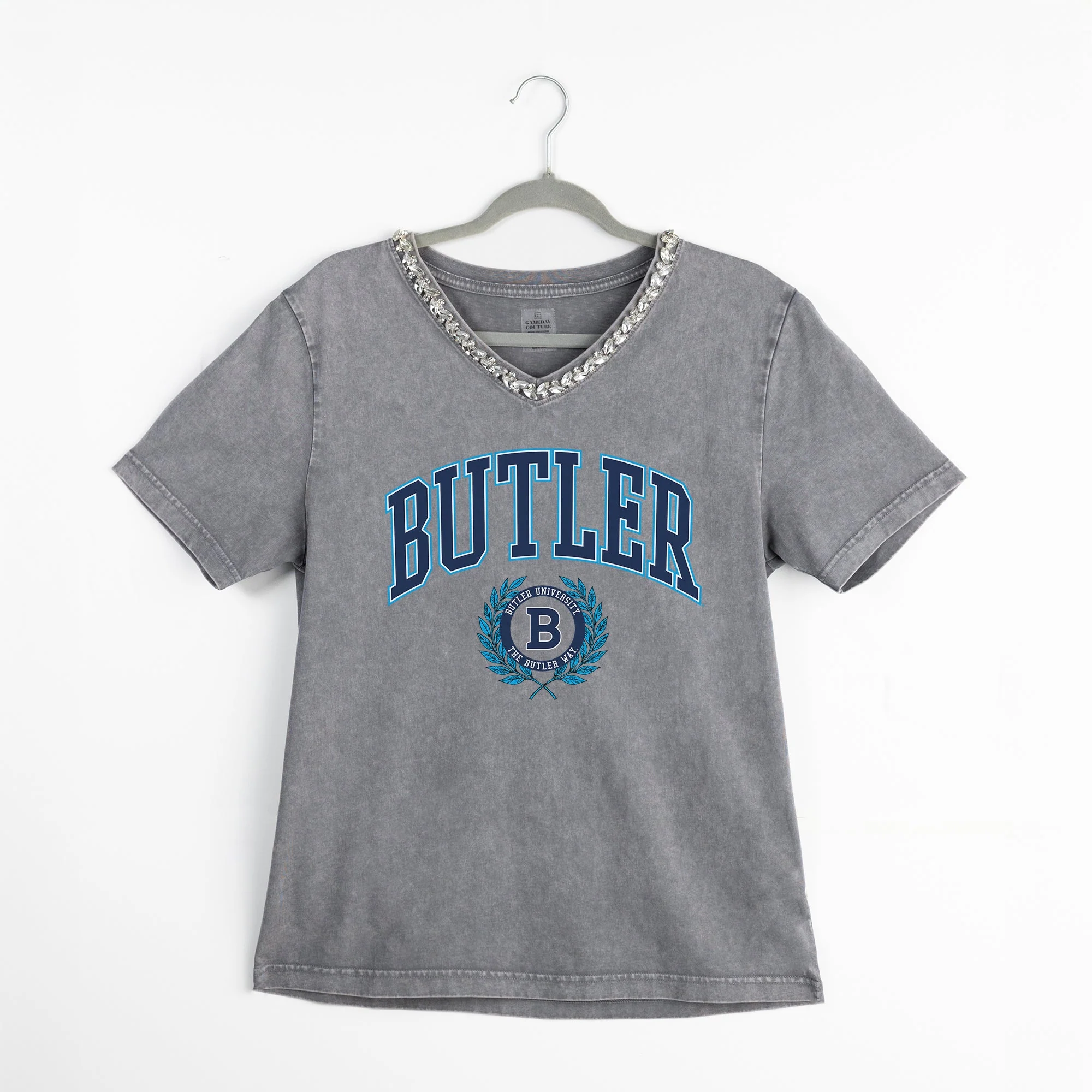BUTLER BULLDOGS ICONIC EDGE RHINESTONE TRIM V-NECK TEE - Image 8