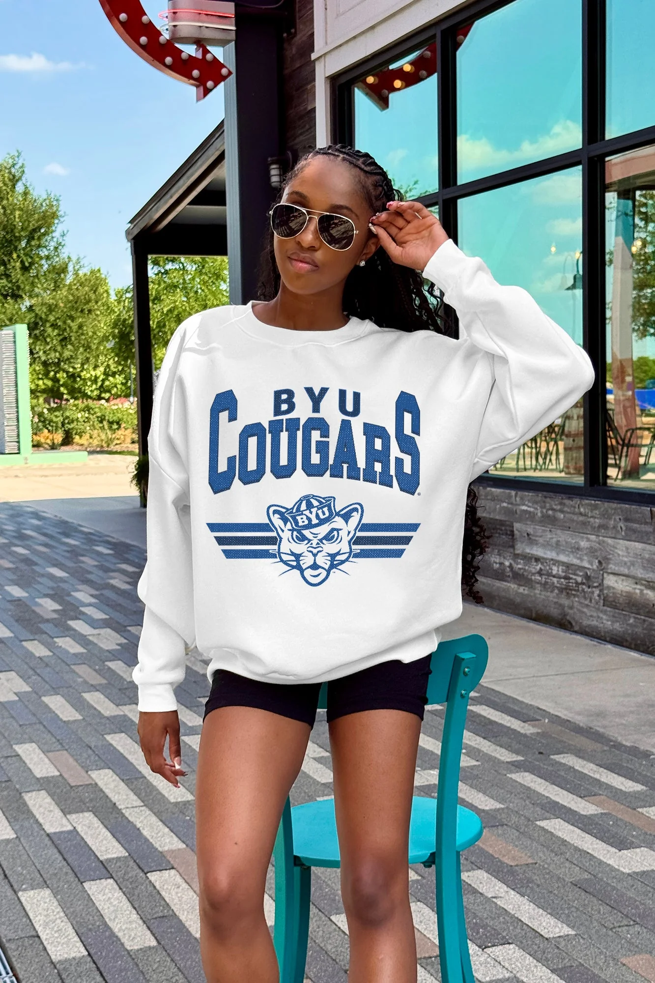 BYU COUGARS SWIFT STRIKE PREMIUM FLEECE DROP SHOULDER CREWNECK PULLOVER - Image 2