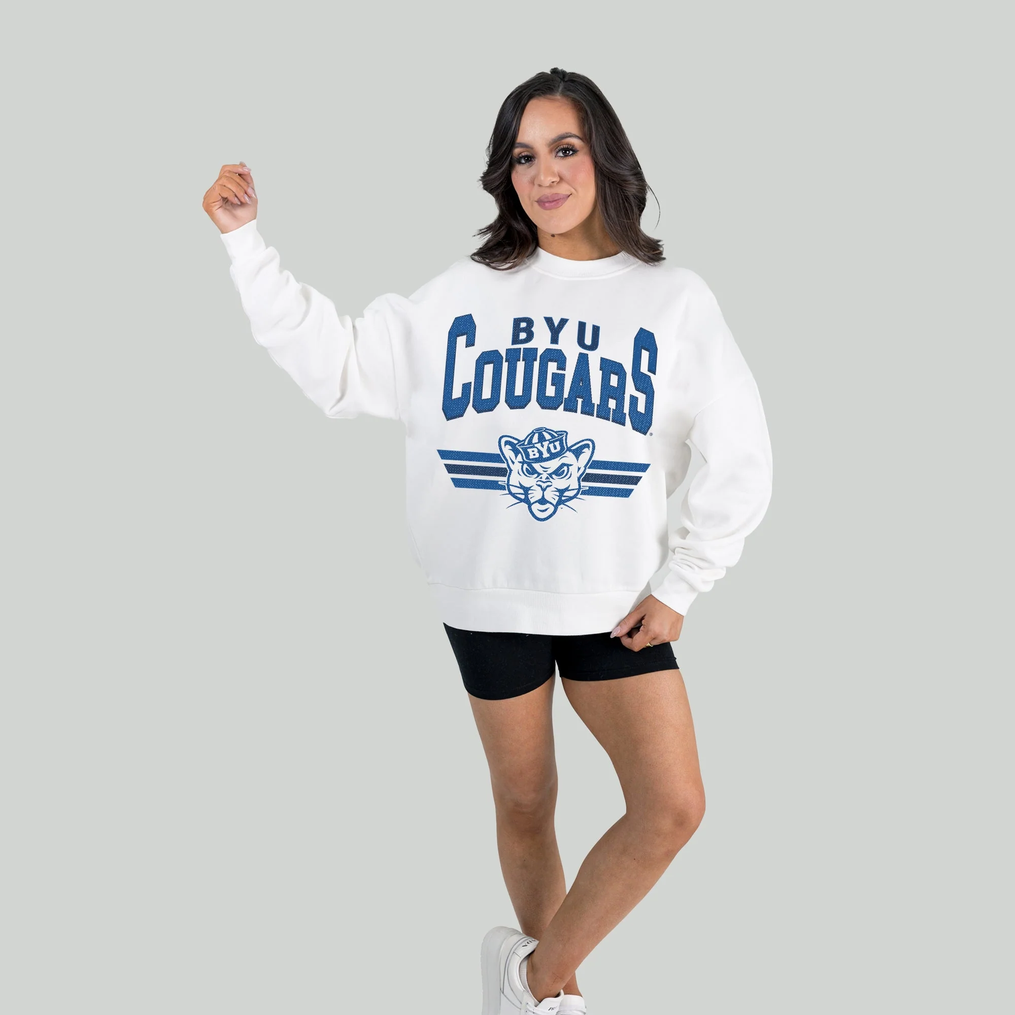 BYU COUGARS SWIFT STRIKE PREMIUM FLEECE DROP SHOULDER CREWNECK PULLOVER - Image 4
