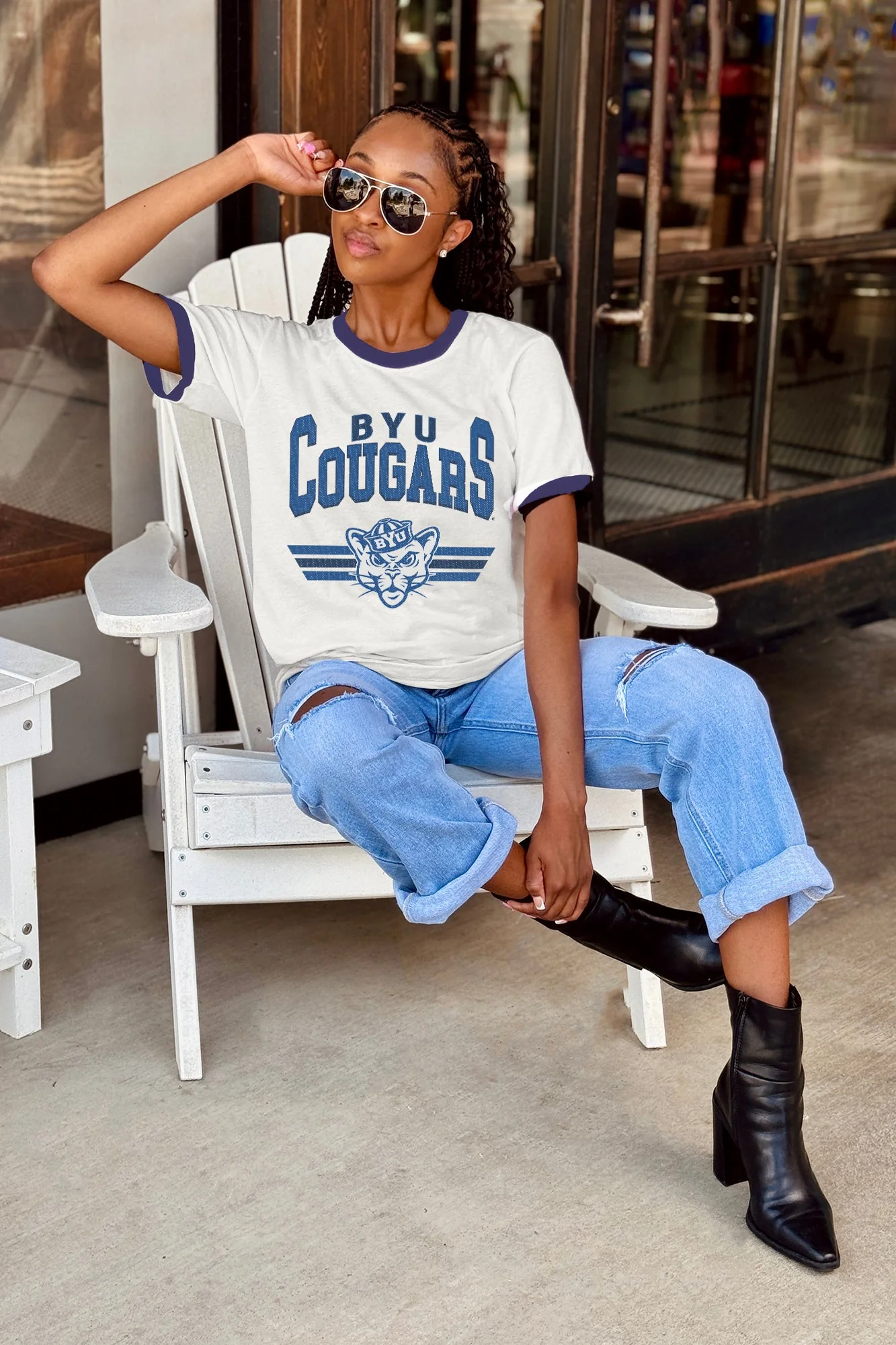 BYU COUGARS SWIFT STRIKE VINTAGE RINGER TEE - Image 3