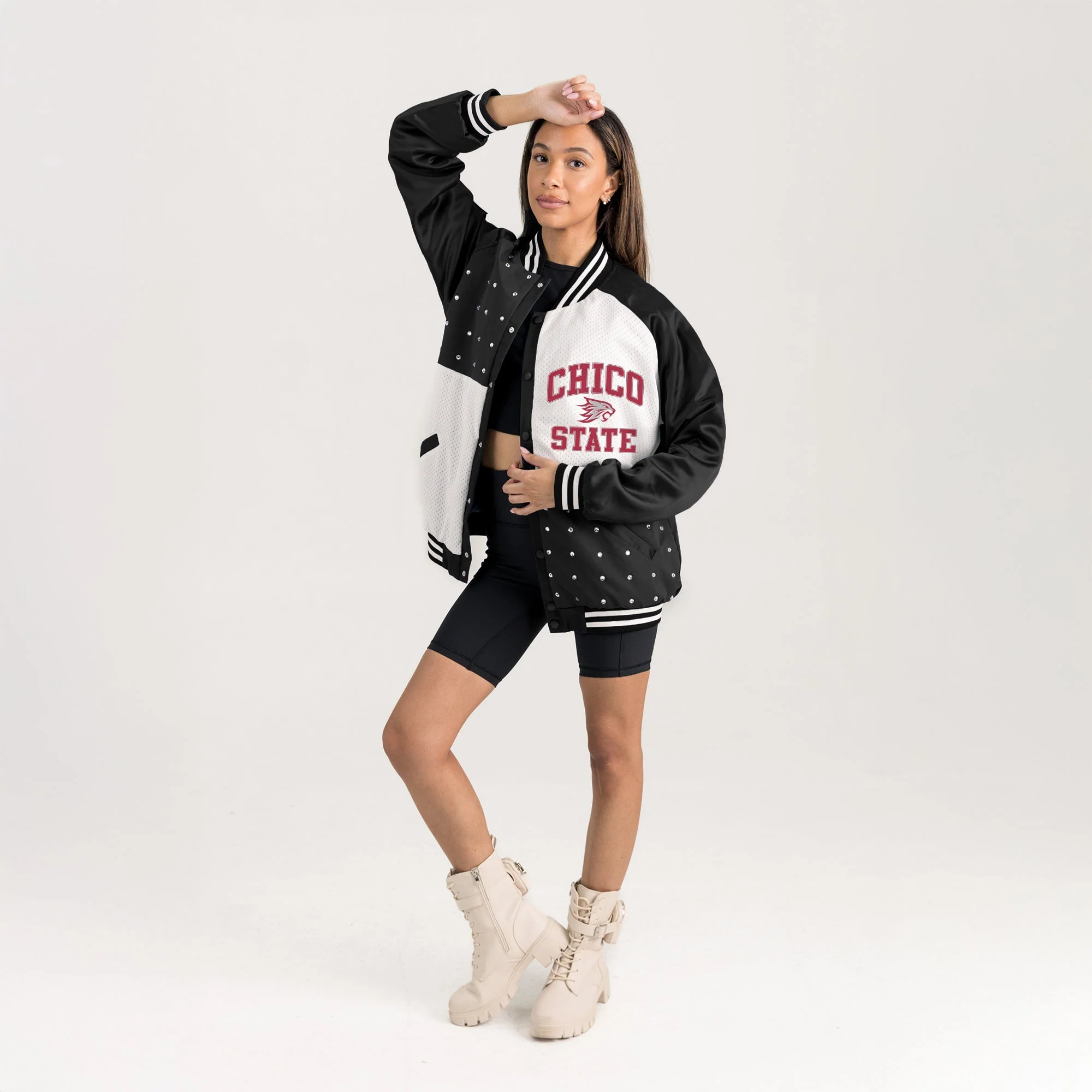 CHICO STATE WILDCATS REFINED RIVALRY THROWBACK VARSITY BOMBER JACKET - Image 5