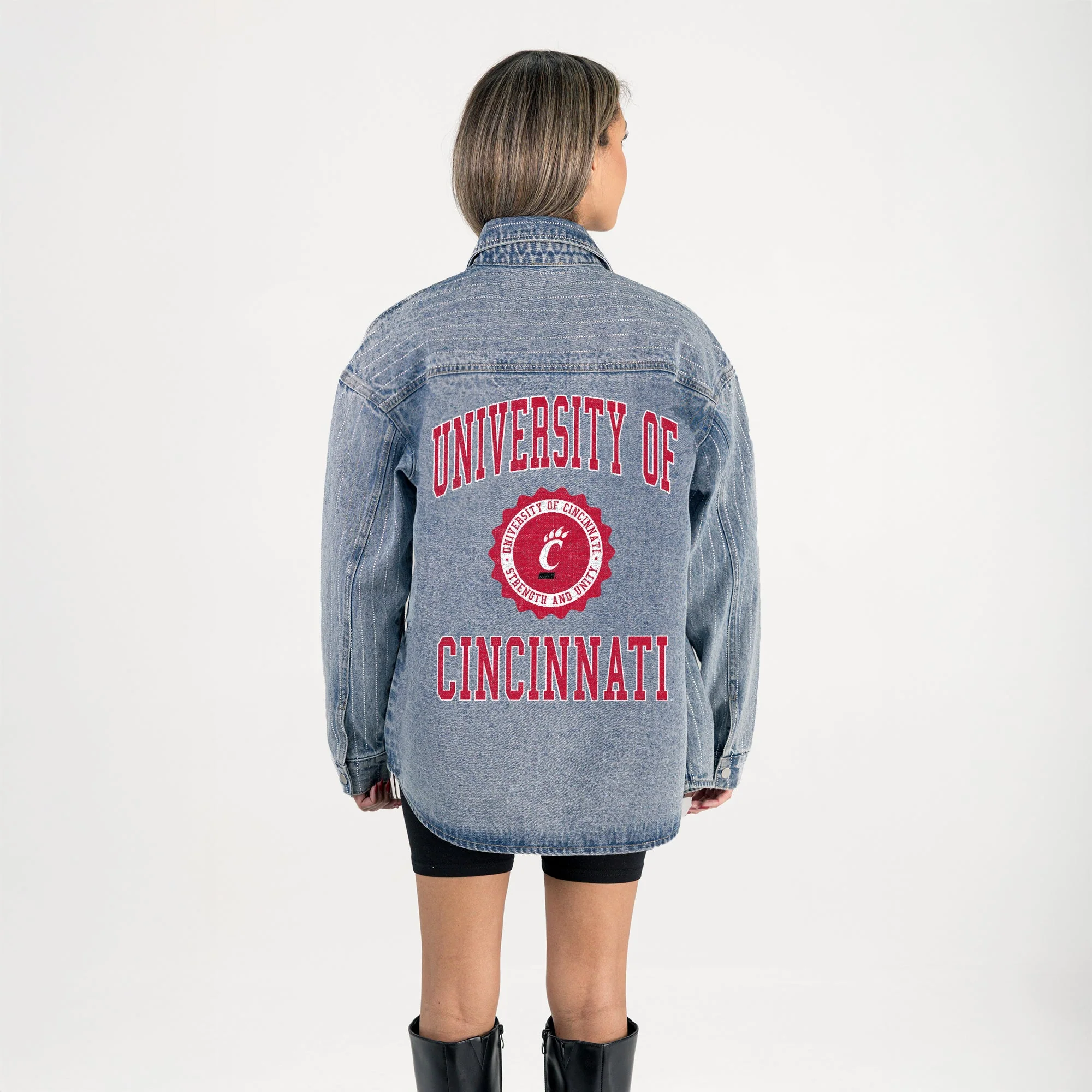CINCINNATI BEARCATS STYLE'S THE LIMIT MICRO-RHINESTONE DENIM OVERSHIRT - Image 7