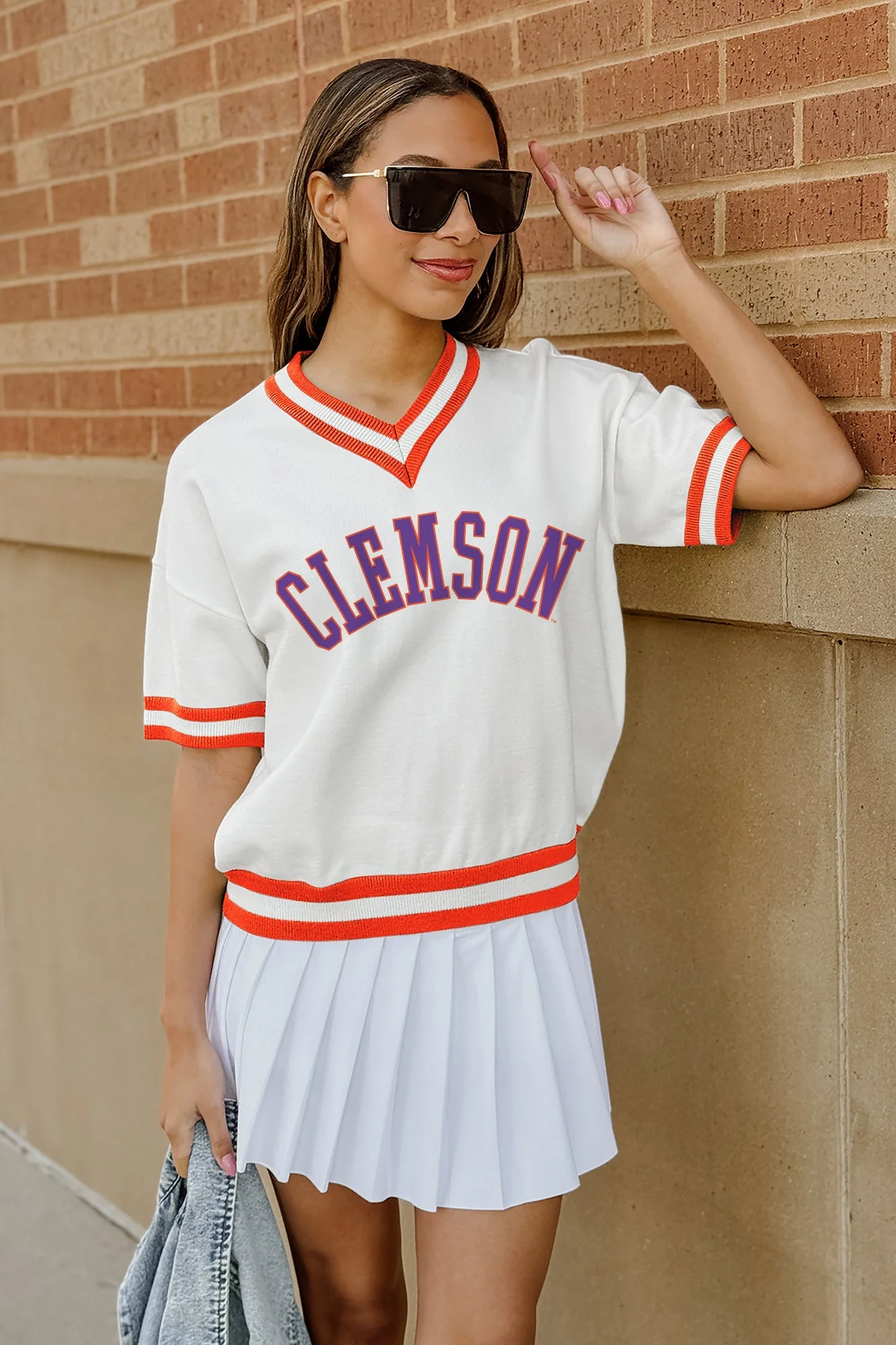 CLEMSON TIGERS INFINITE CHARM VARSITY V-NECK SWEATER - Image 2