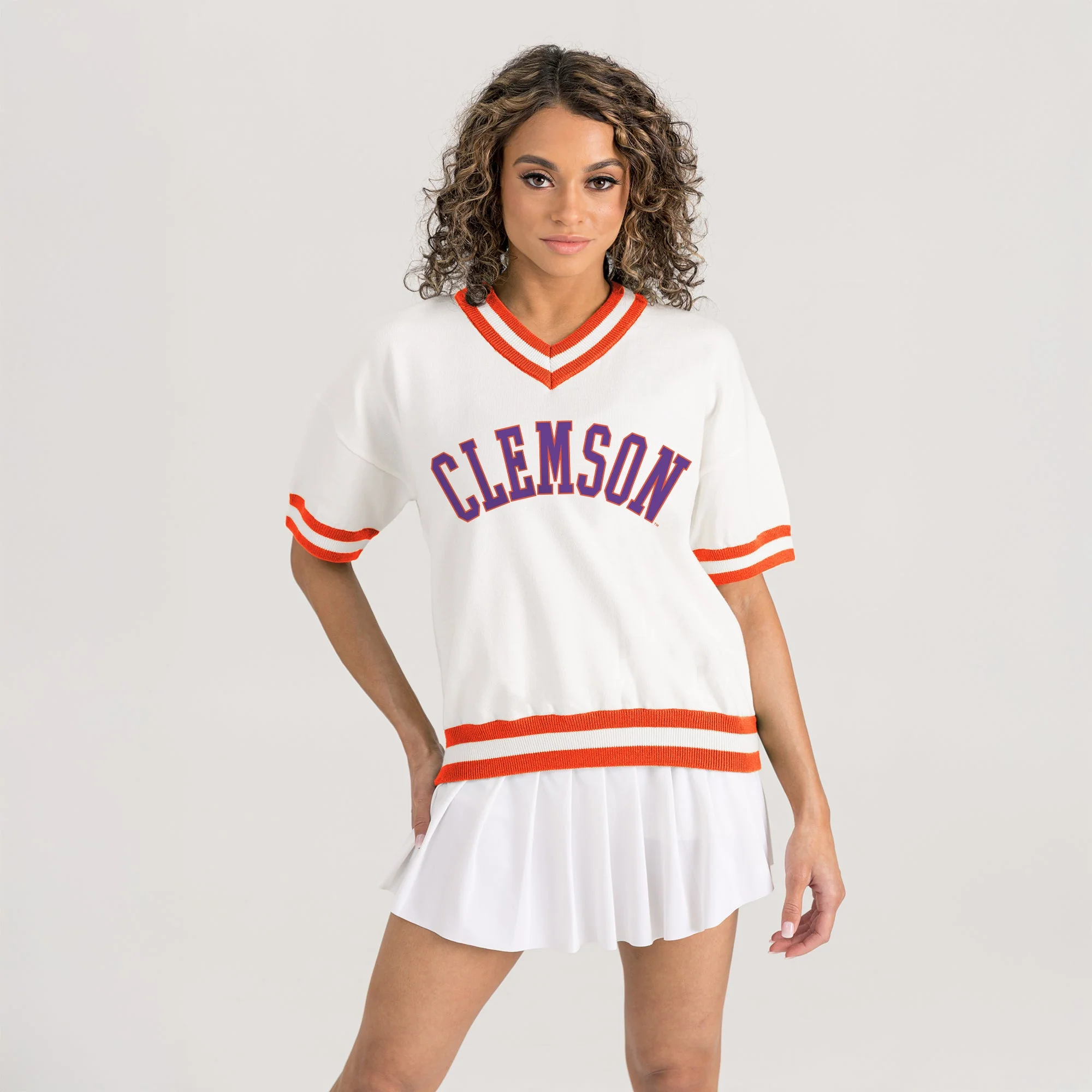 CLEMSON TIGERS INFINITE CHARM VARSITY V-NECK SWEATER - Image 5