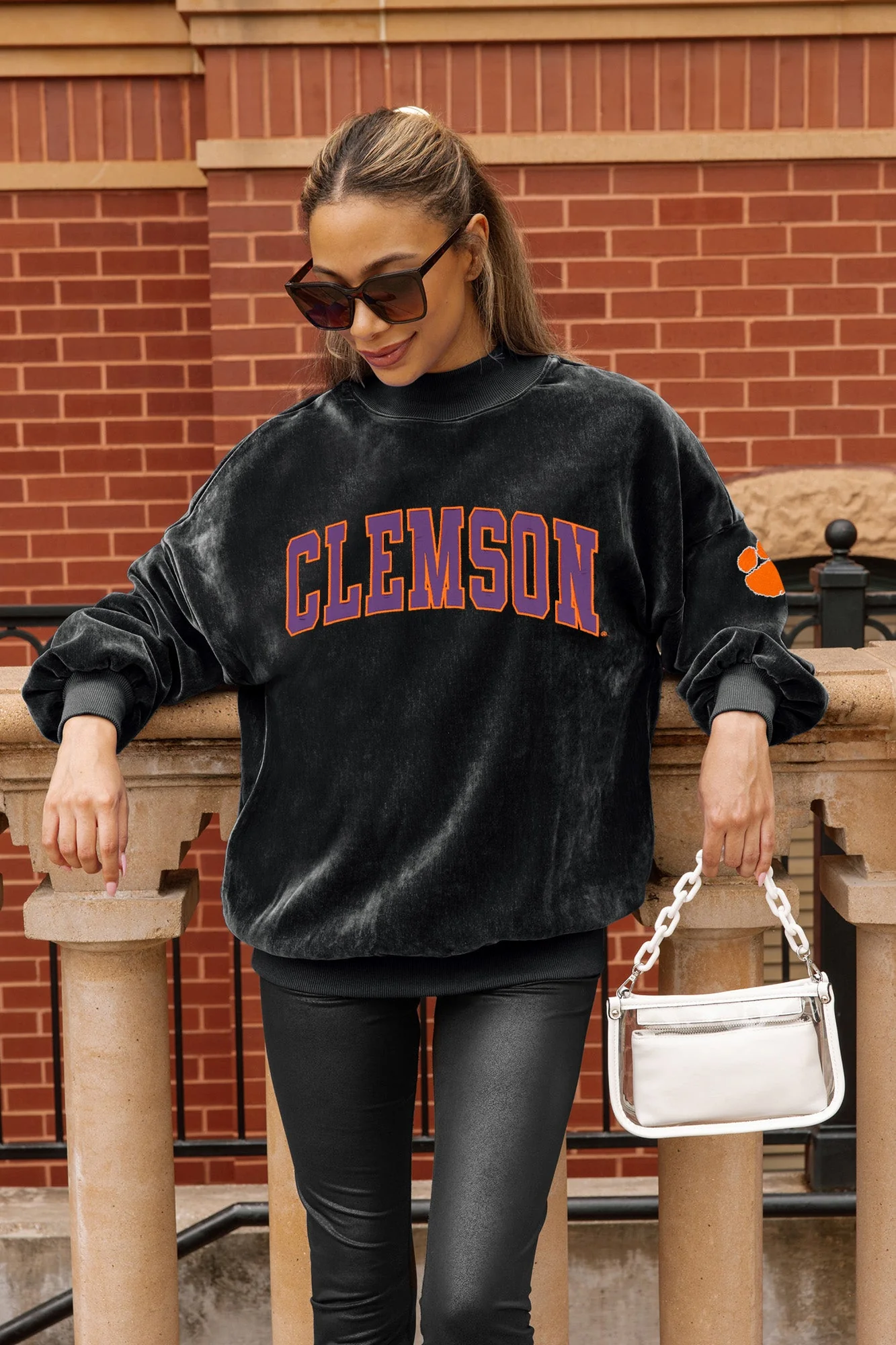 CLEMSON TIGERS MAKE A MOVE MOCK NECK CHENILLE PULLOVER - Image 2