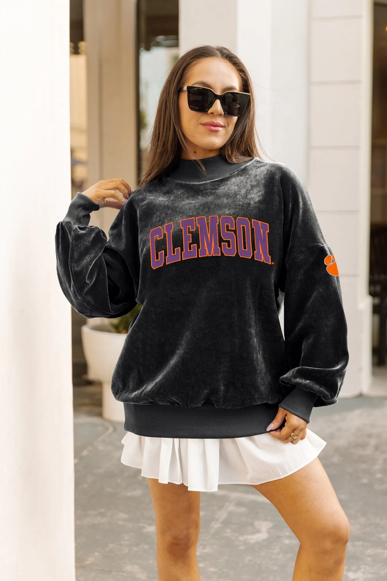 CLEMSON TIGERS MAKE A MOVE MOCK NECK CHENILLE PULLOVER - Image 3