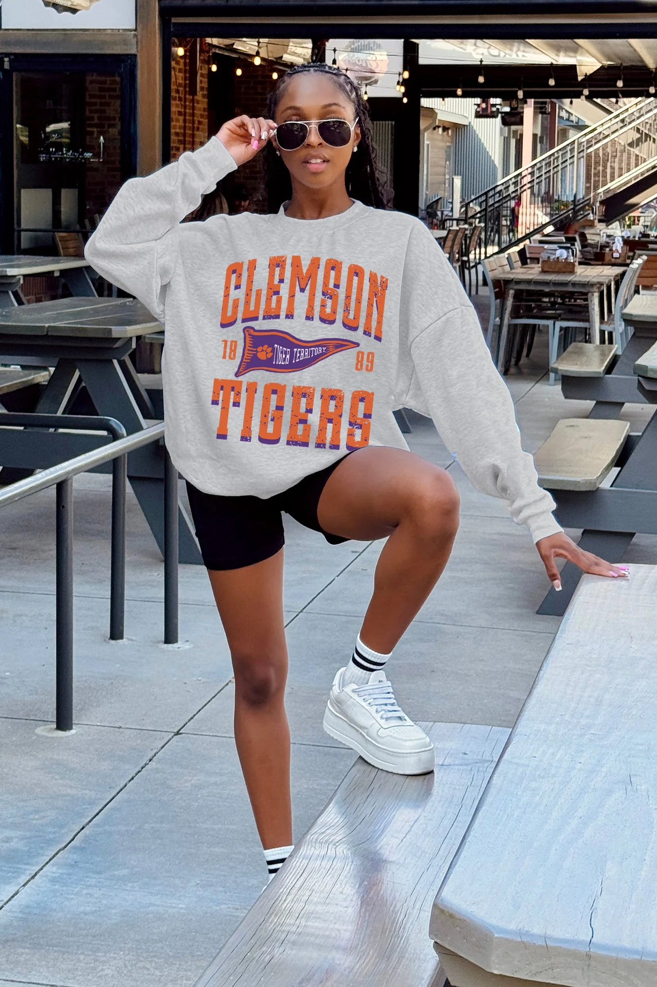 CLEMSON TIGERS PENNANT PRIDE PREMIUM FLEECE DROP SHOULDER CREWNECK PULLOVER - Image 2