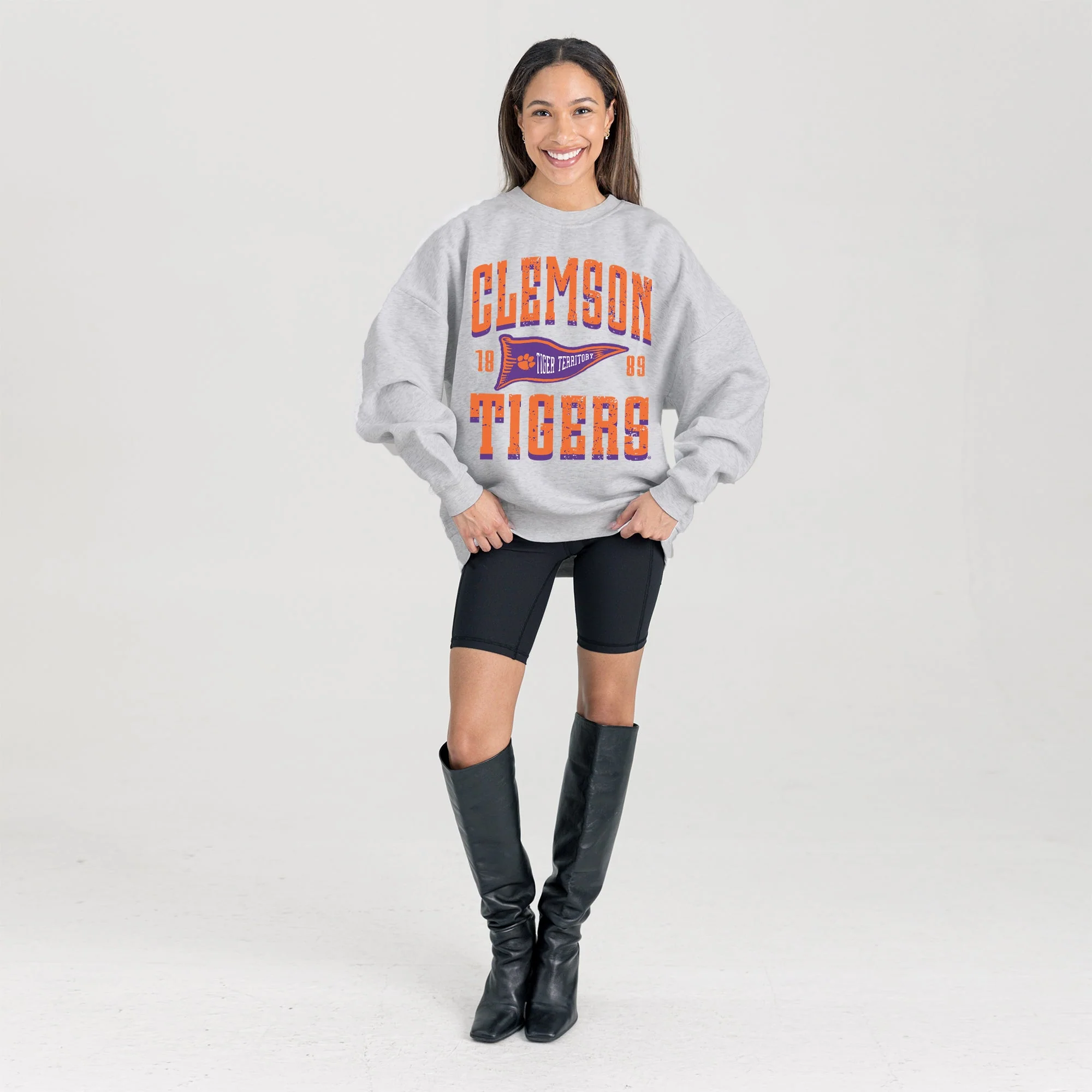 CLEMSON TIGERS PENNANT PRIDE PREMIUM FLEECE DROP SHOULDER CREWNECK PULLOVER - Image 6