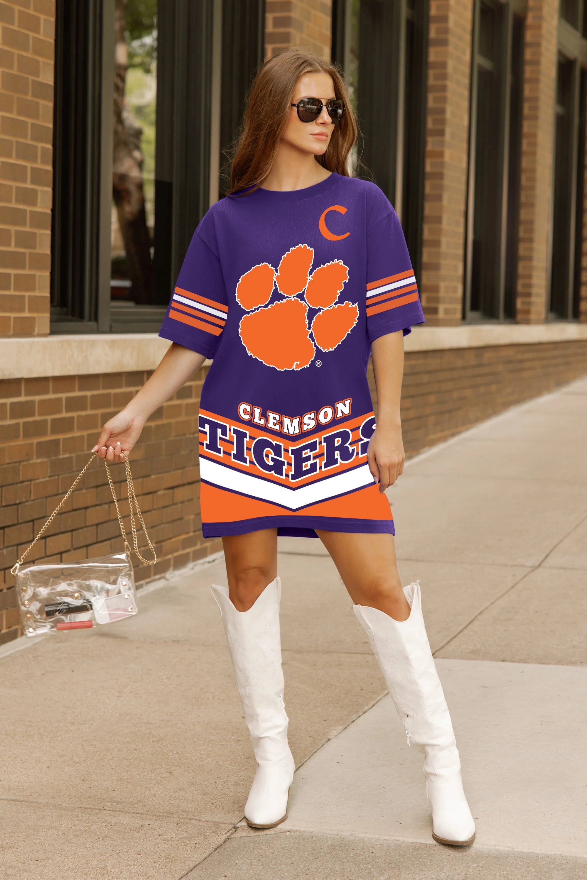 CLEMSON TIGERS PERFECT SCORE RETRO T-SHIRT DRESS - Image 4