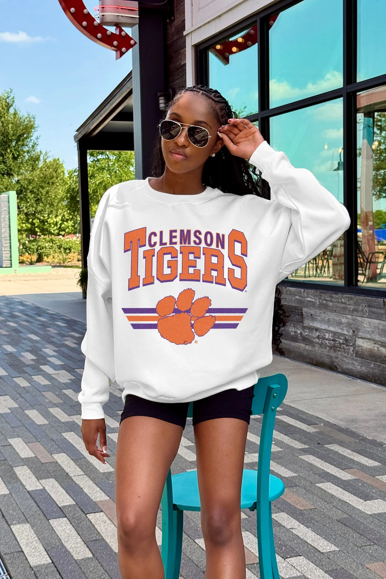 CLEMSON TIGERS SWIFT STRIKE PREMIUM FLEECE DROP SHOULDER CREWNECK PULLOVER - Image 2