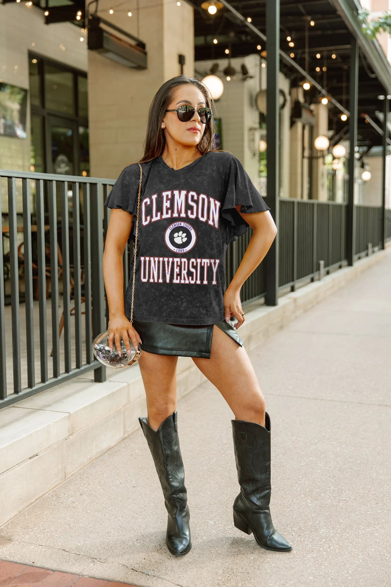 CLEMSON TIGERS VICTORY MODE FLUTTER SLEEVE TEE IN BLACK - Image 2
