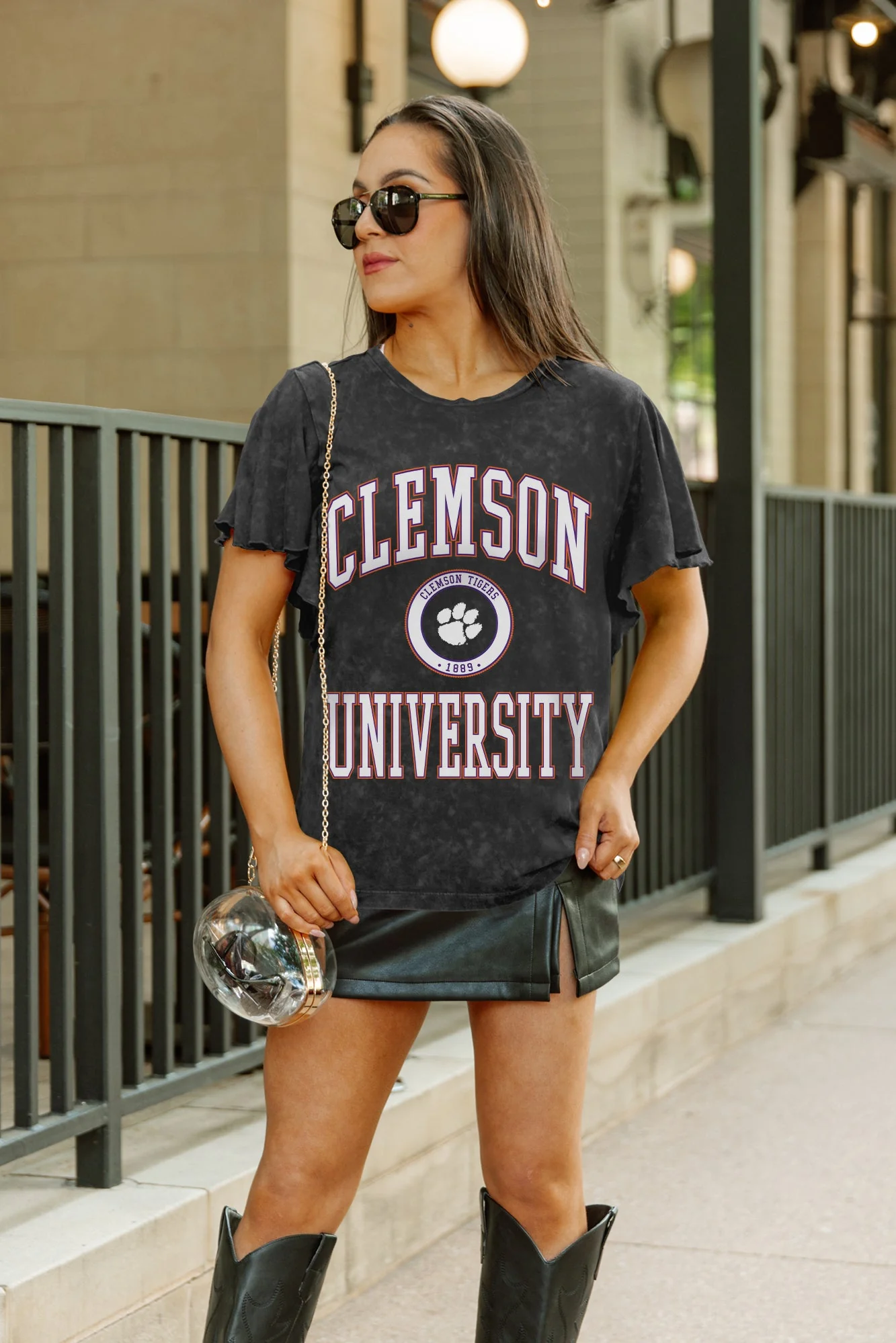 CLEMSON TIGERS VICTORY MODE FLUTTER SLEEVE TEE IN BLACK - Image 3
