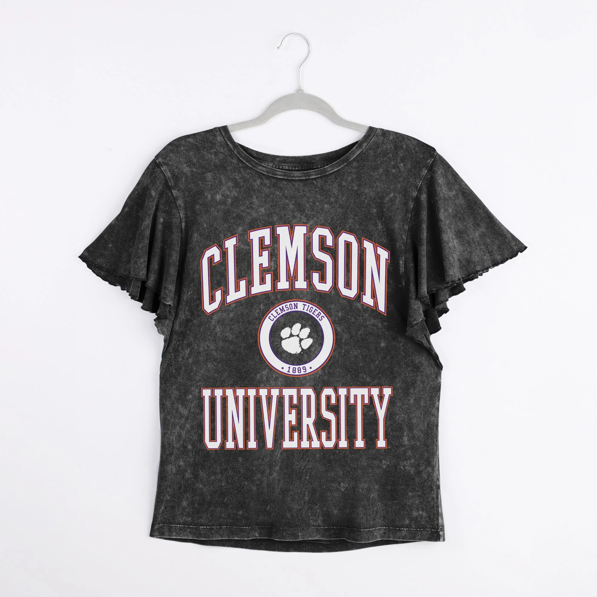 CLEMSON TIGERS VICTORY MODE FLUTTER SLEEVE TEE IN BLACK - Image 8