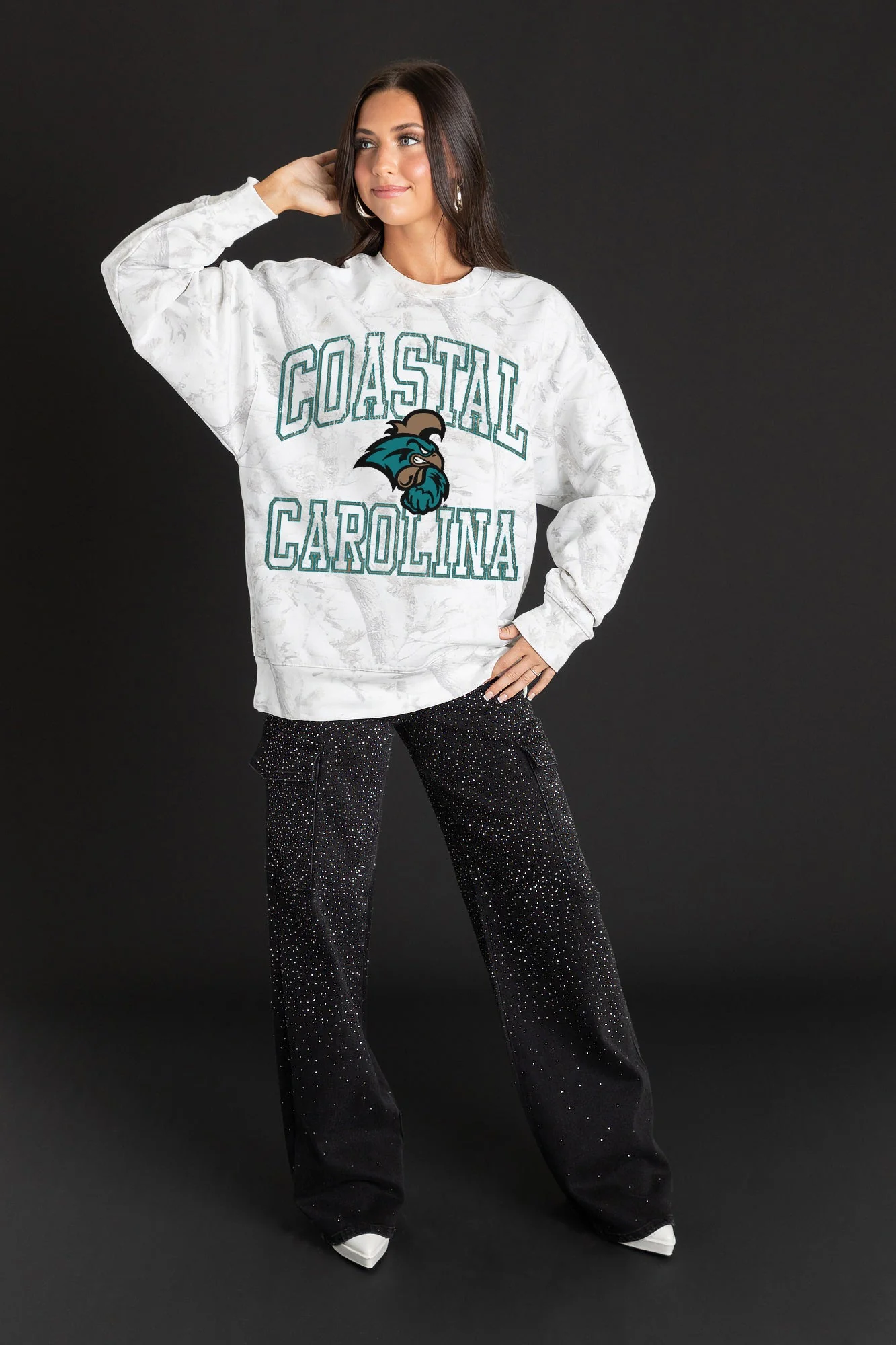 COASTAL CAROLINA CHANTICLEERS WHITEOUT PREMIUM DROP SHOULDER CAMO PULLOVER - Image 3