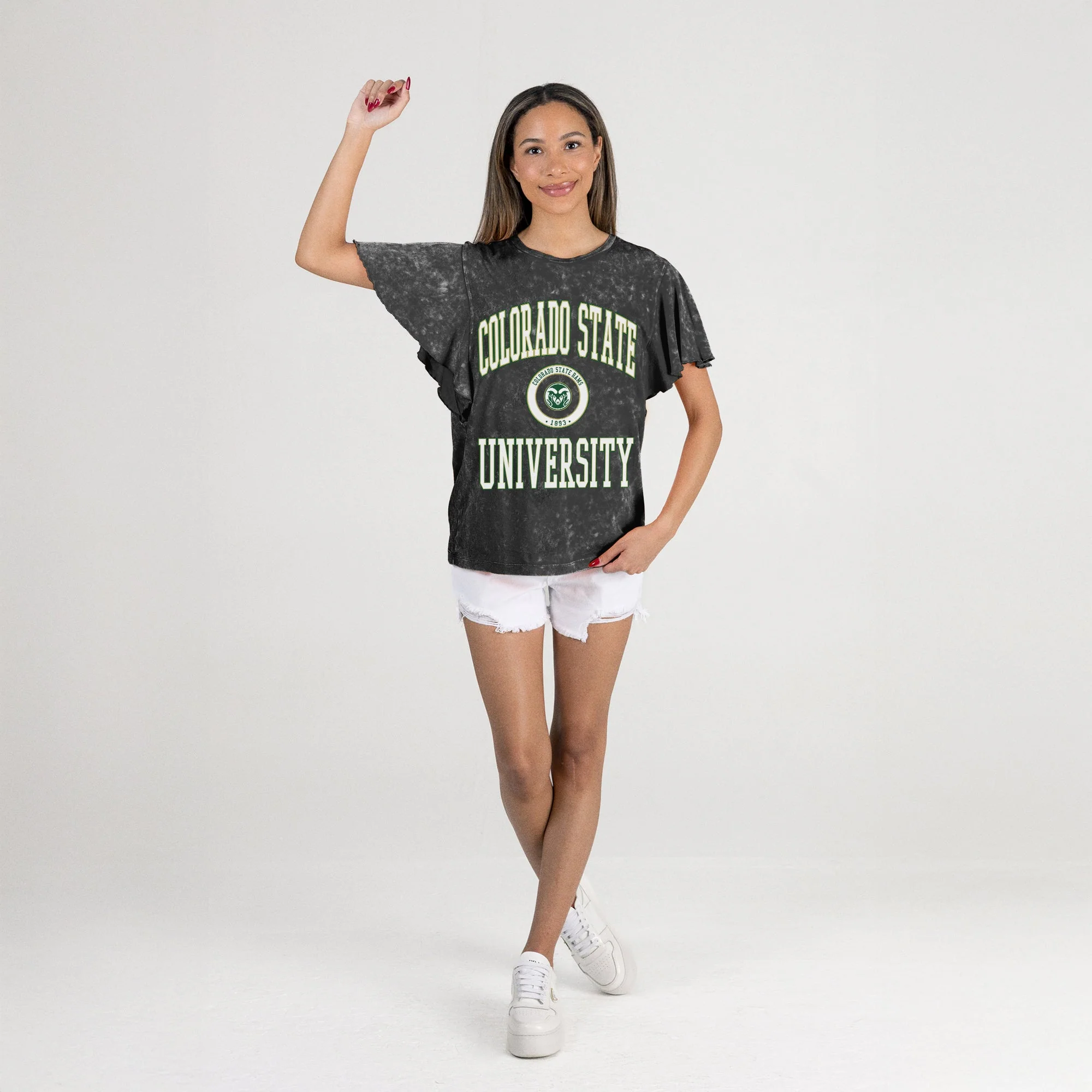 COLORADO STATE RAMS VICTORY MODE FLUTTER SLEEVE TEE IN BLACK - Image 6